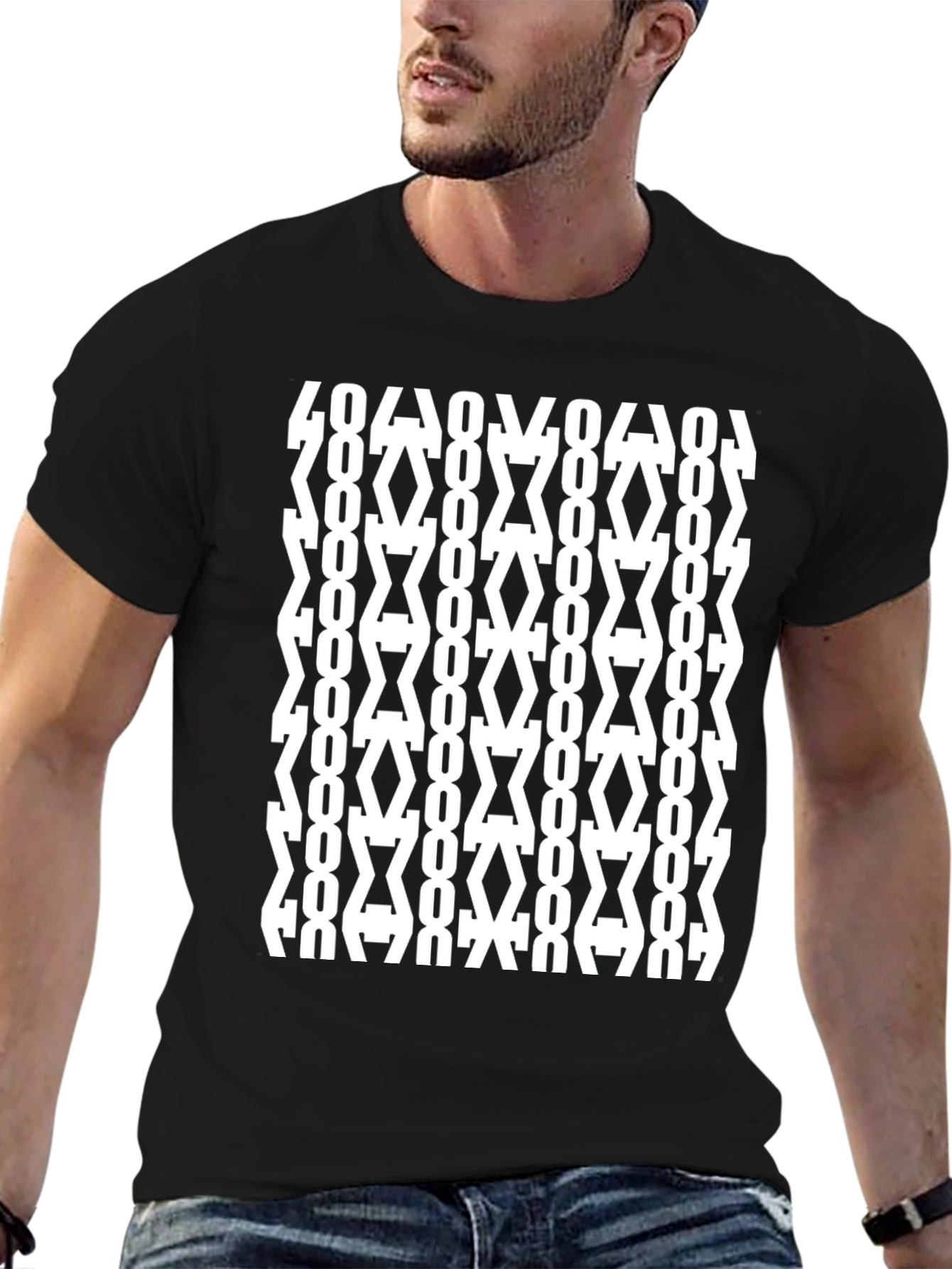 Geometric Pattern Black T-Shirt