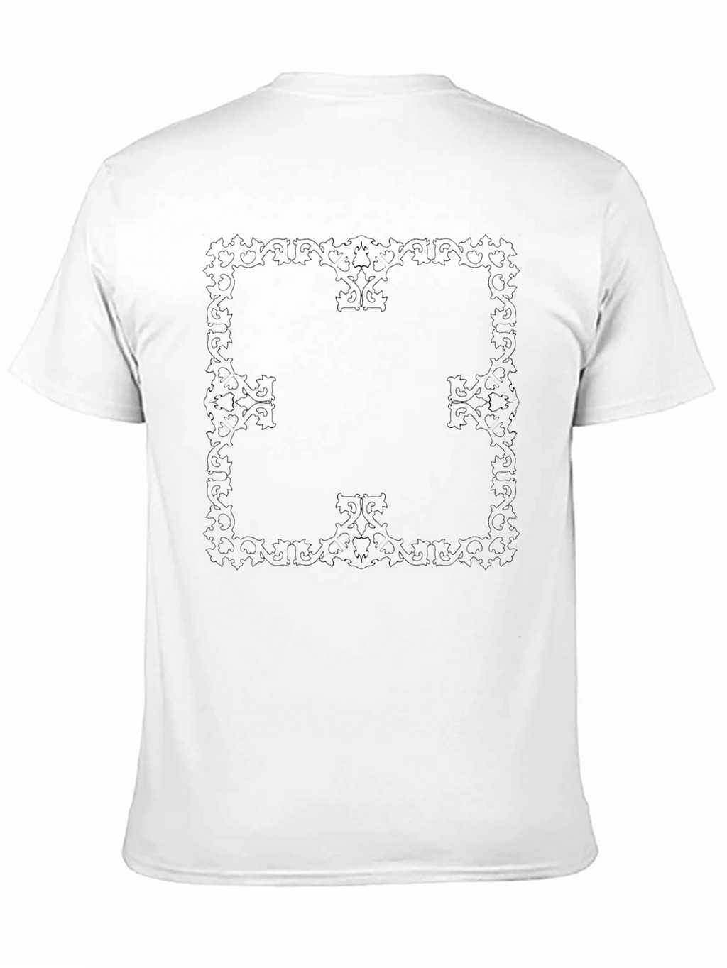 Elegant Black T-Shirt with Subtle Floral Square Design