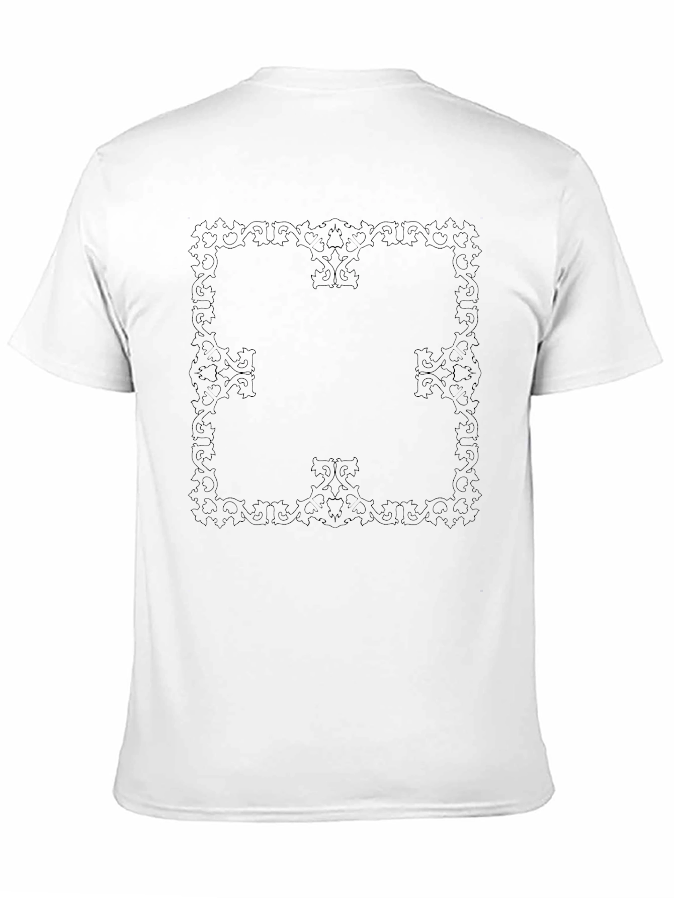 Elegant Black T-Shirt with Subtle Floral Square Design