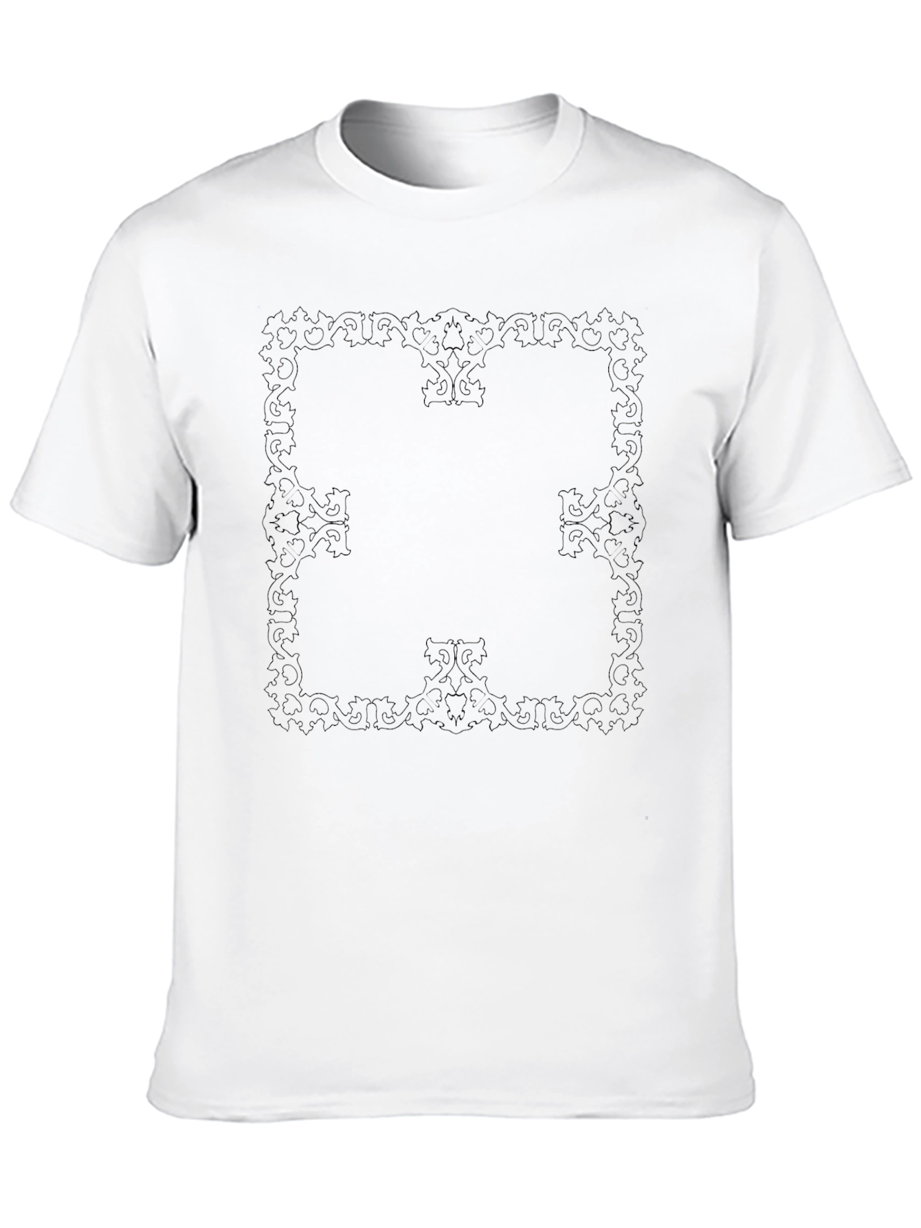 Elegant Black T-Shirt with Subtle Floral Square Design