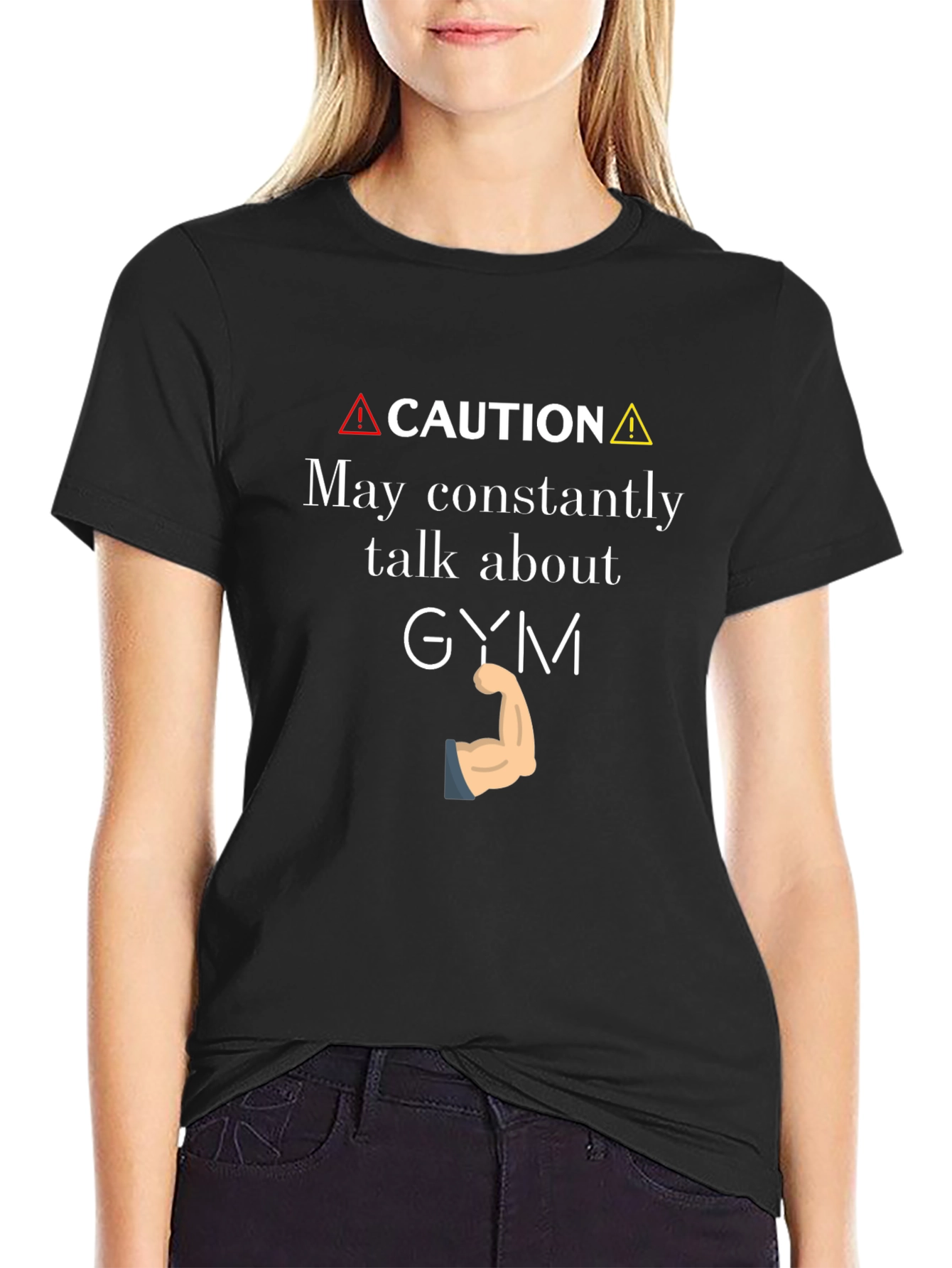 Caution Gym Talk Mens T-Shirt - Workout Fitness Tee