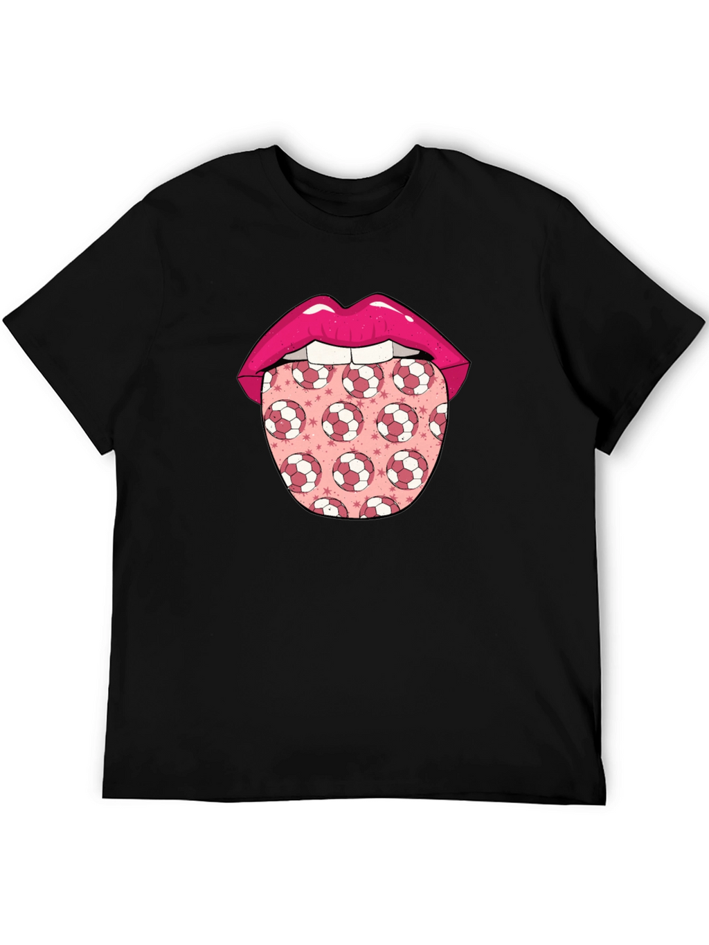 Soccer Ball Tongue Graphic T-Shirt