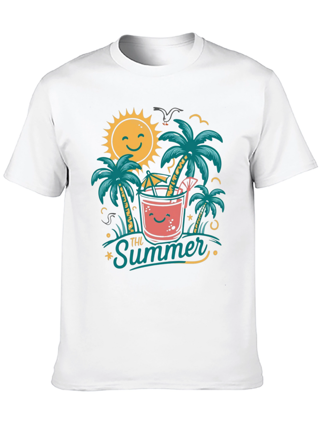 Summer Vibes Graphic Tee - Tropical Beach Design