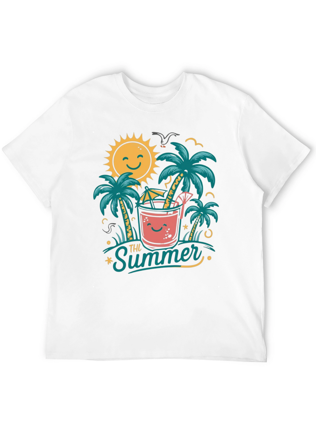 Summer Vibes Graphic Tee - Tropical Beach Design