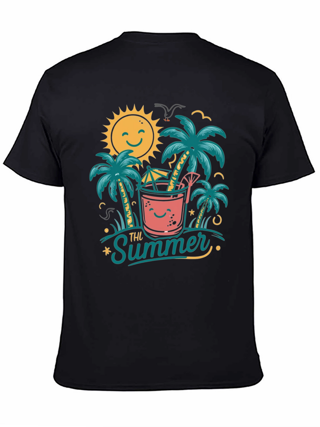 Summer Vibes Graphic Tee - Tropical Beach Design