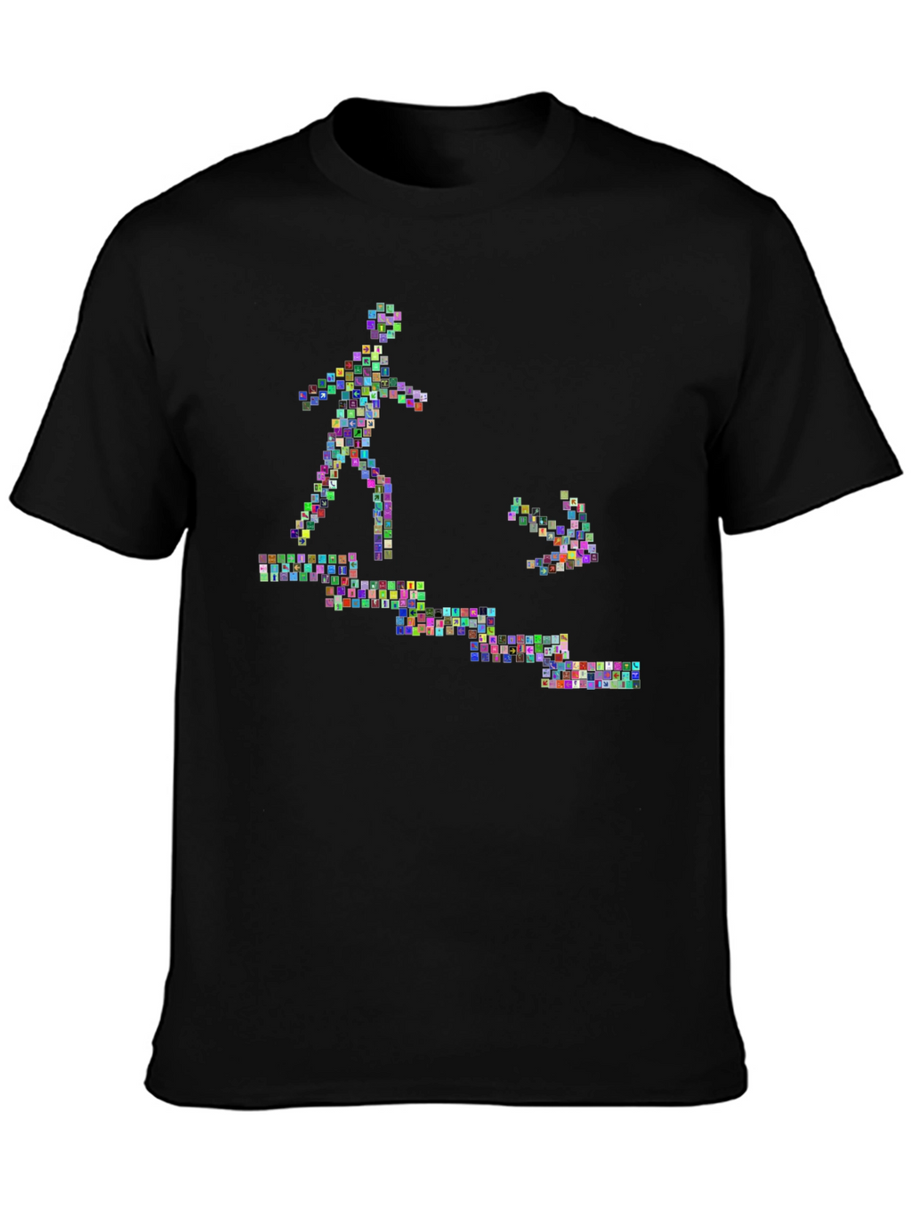 Abstract Graphic Print Black Crew Neck Tee