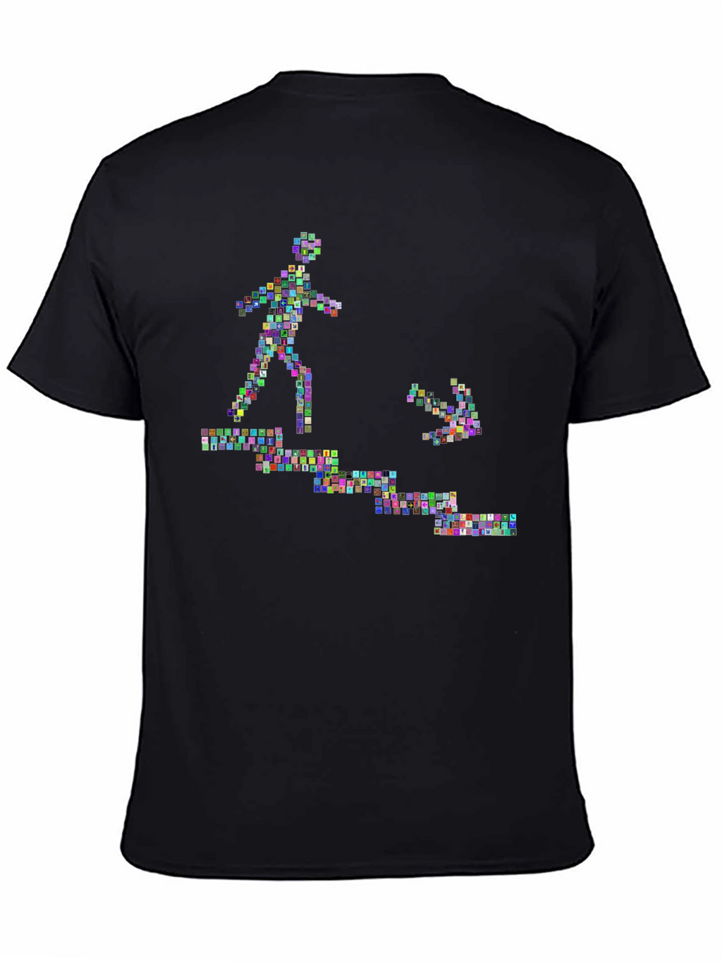 Abstract Graphic Print Black Crew Neck Tee