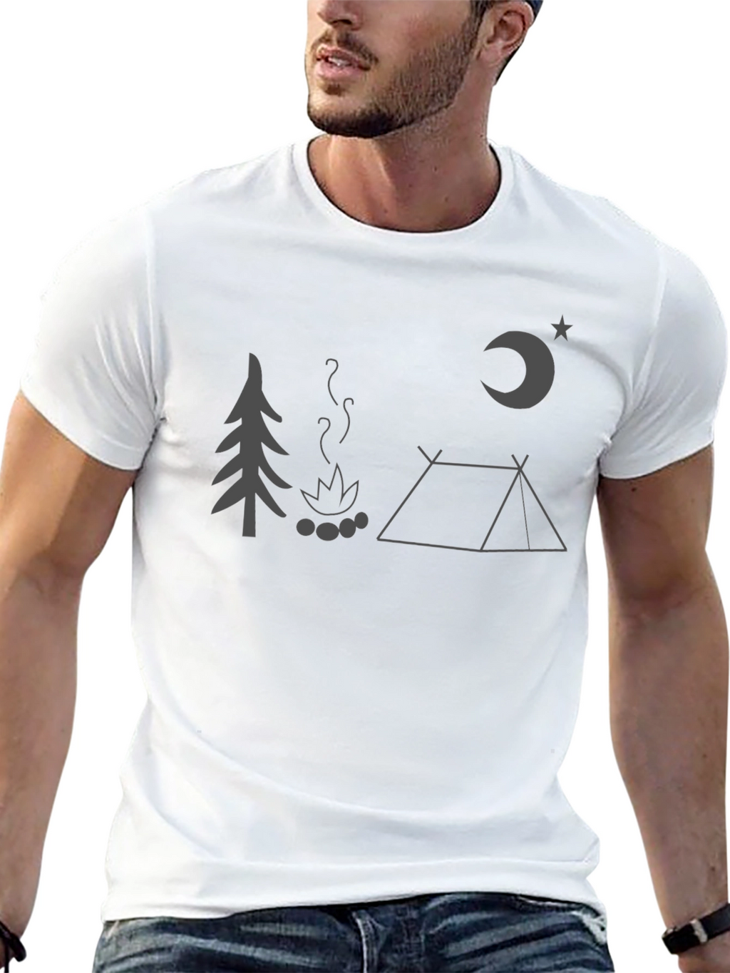 Camping Night Graphic Tee - Black Unisex T-Shirt