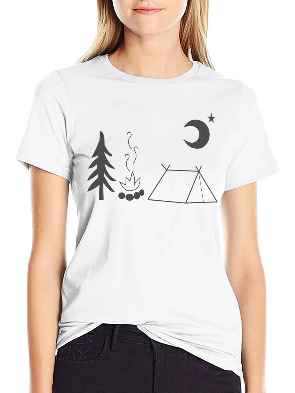 Camping Night Graphic Tee - Black Unisex T-Shirt