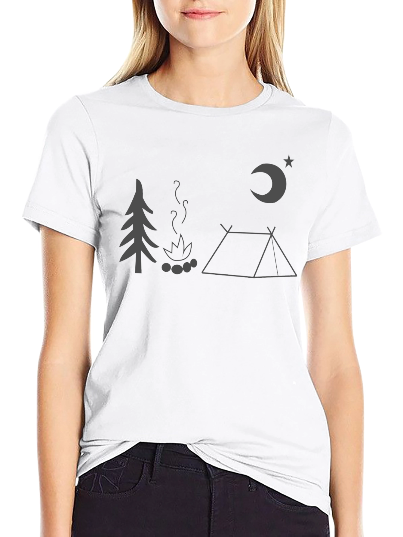 Camping Night Graphic Tee - Black Unisex T-Shirt