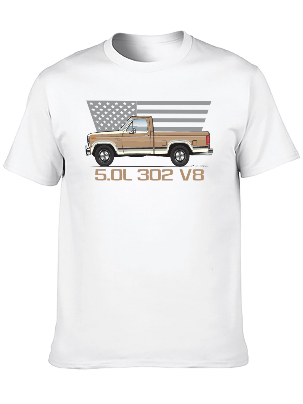 Retro Truck T-Shirt - 5.0L 302 V8 Engine