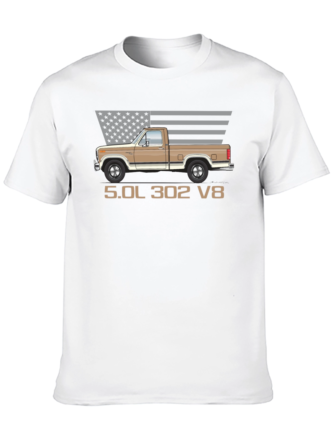 Retro Truck T-Shirt - 5.0L 302 V8 Engine