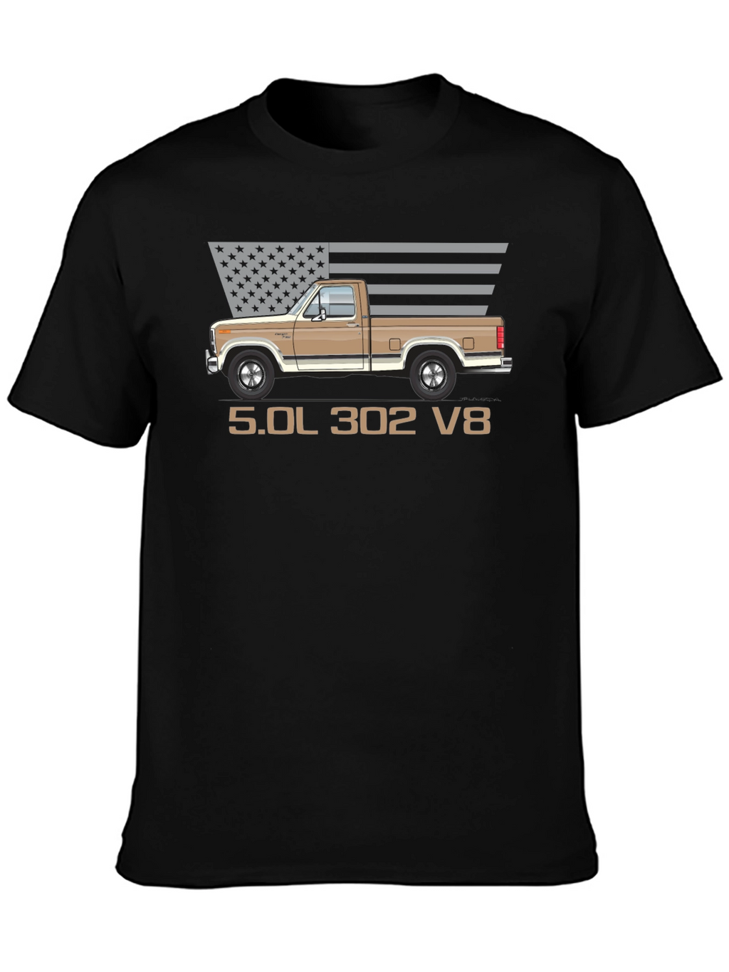Retro Truck T-Shirt - 5.0L 302 V8 Engine