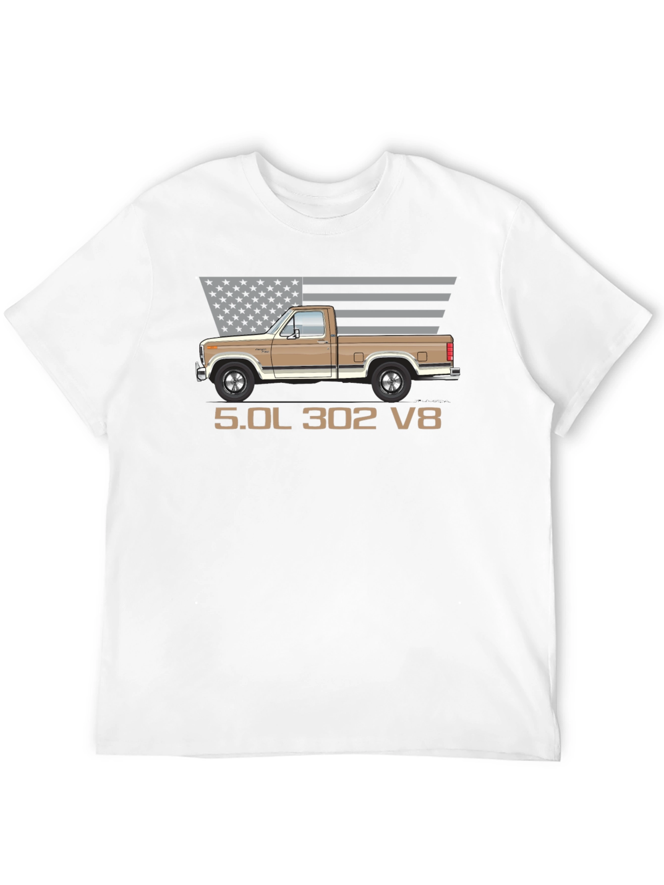 Retro Truck T-Shirt - 5.0L 302 V8 Engine