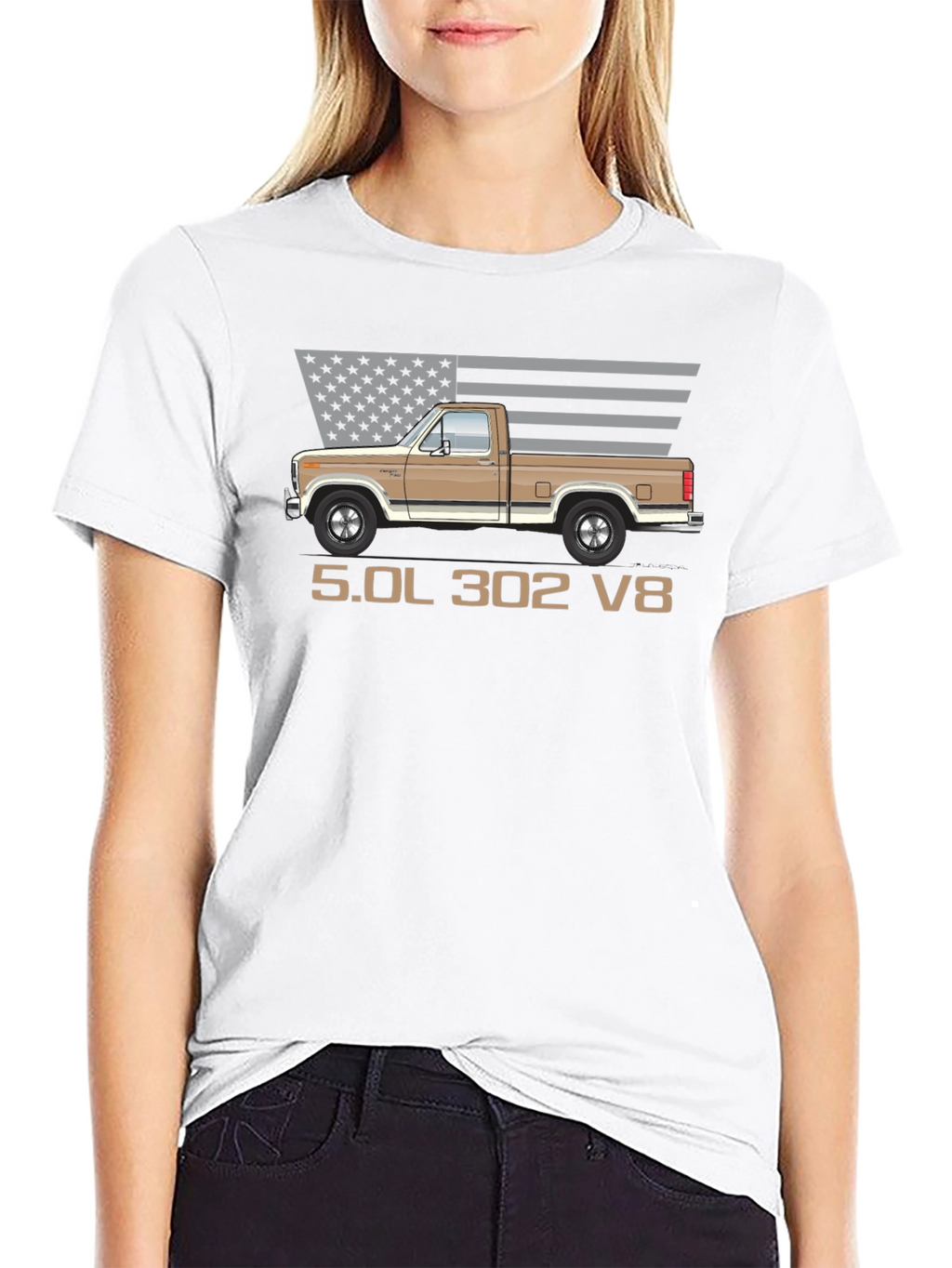 Retro Truck T-Shirt - 5.0L 302 V8 Engine