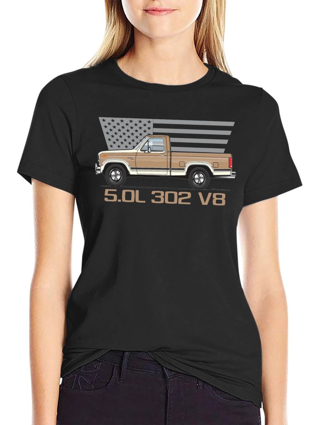 Retro Truck T-Shirt - 5.0L 302 V8 Engine