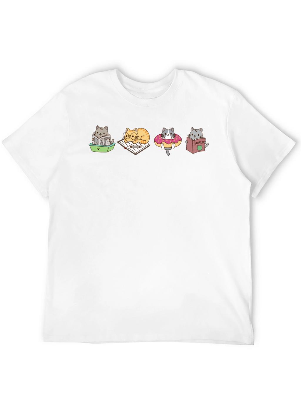 Cartoon Cats Reading T-Shirt