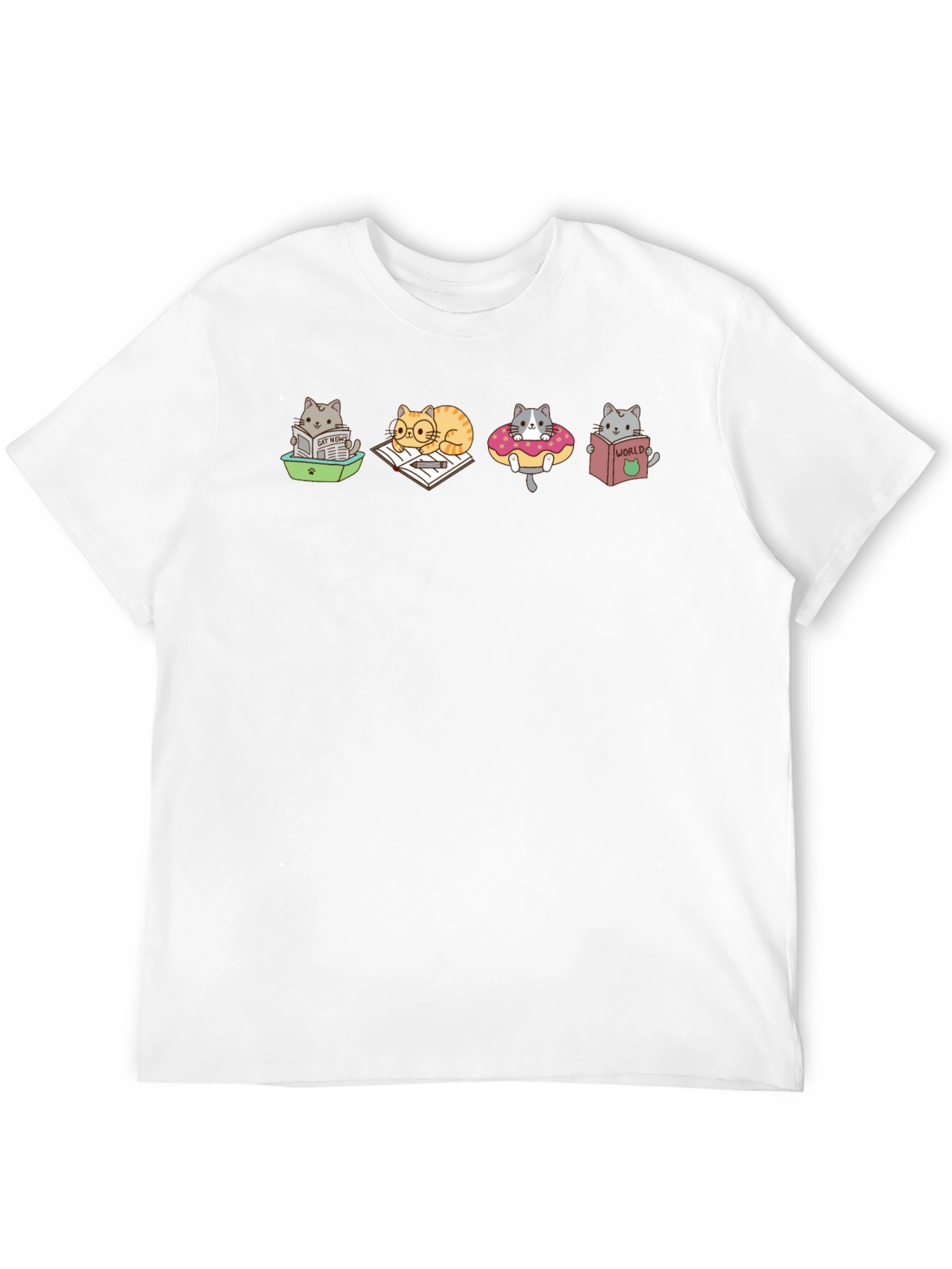 Cartoon Cats Reading T-Shirt