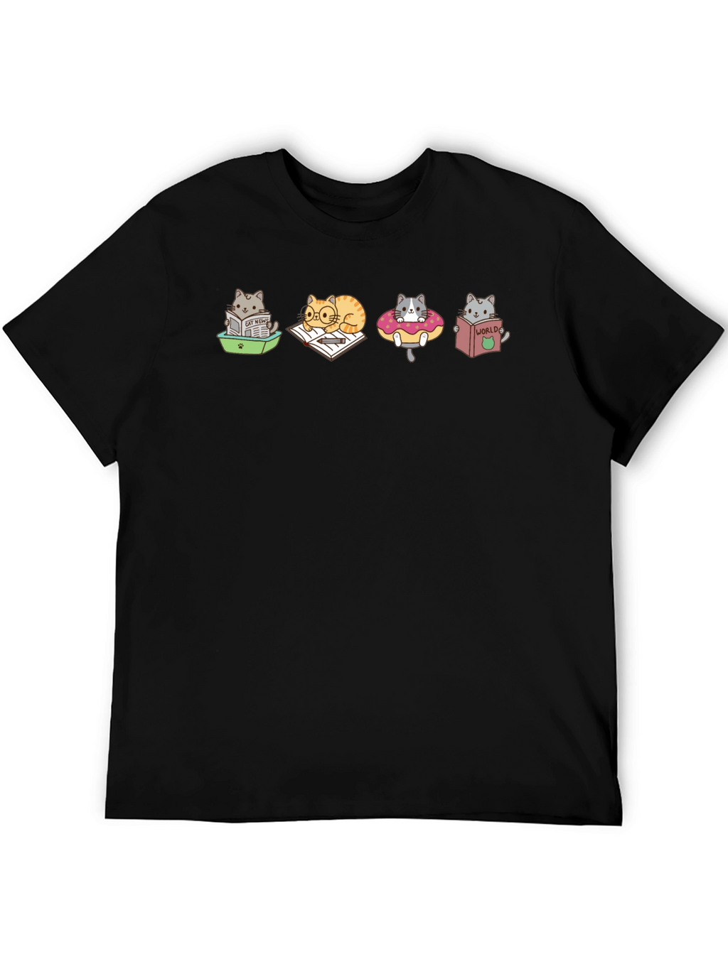 Cartoon Cats Reading T-Shirt