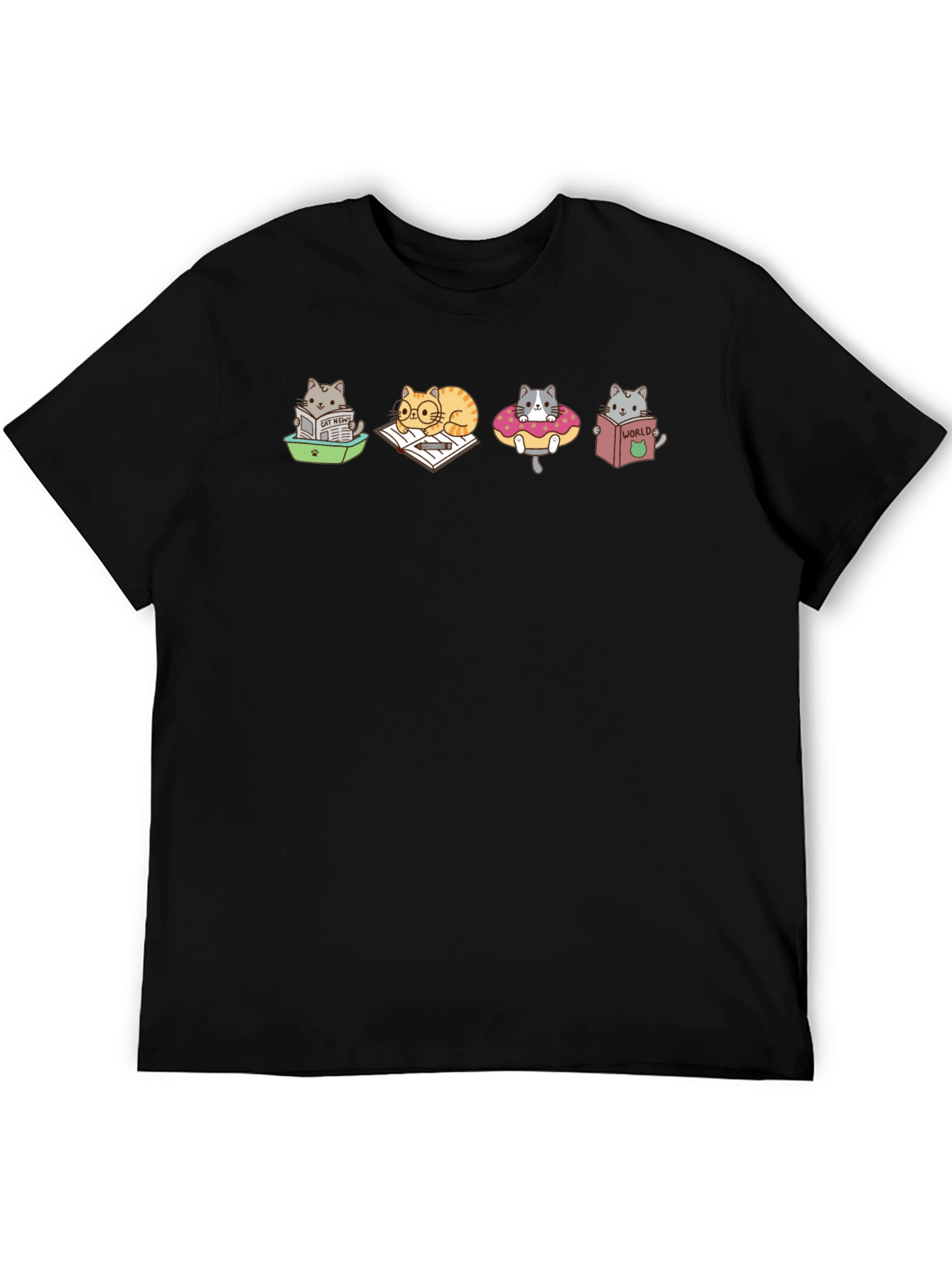 Cartoon Cats Reading T-Shirt
