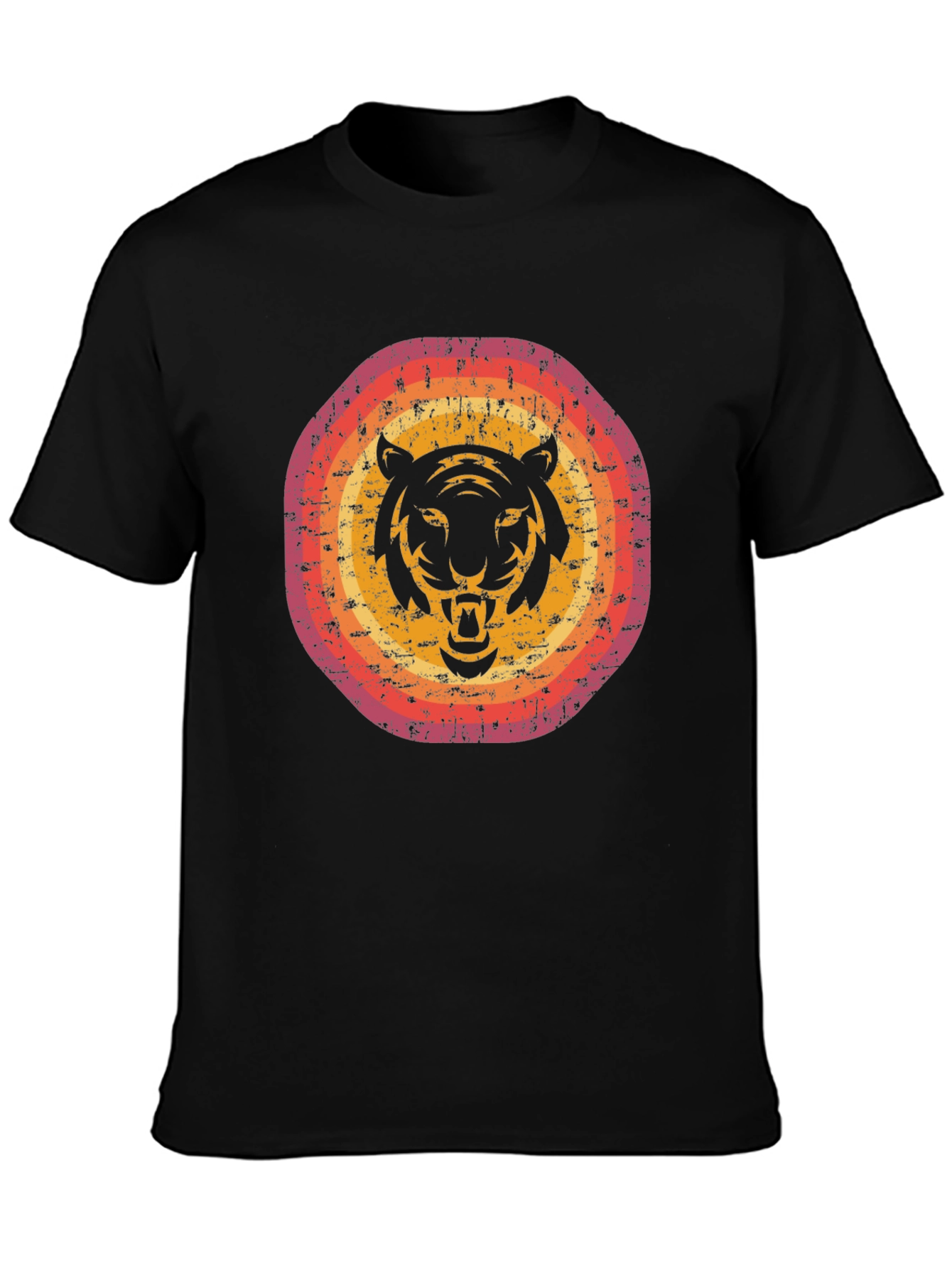 Retro Tiger Graphic Tee - Black Cotton Blend