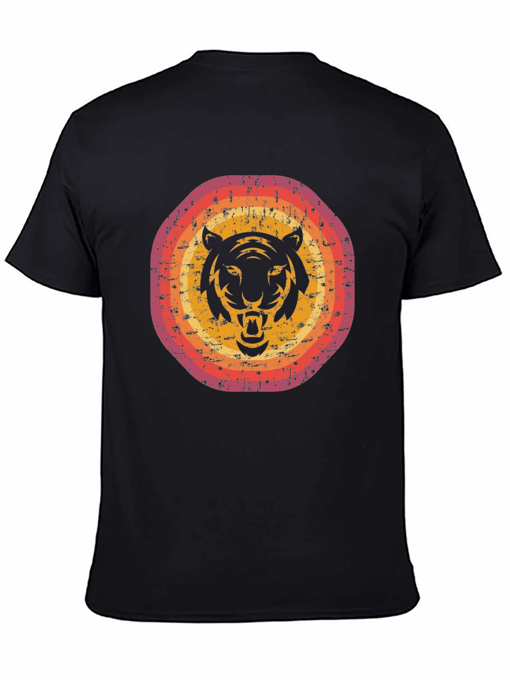 Retro Tiger Graphic Tee - Black Cotton Blend