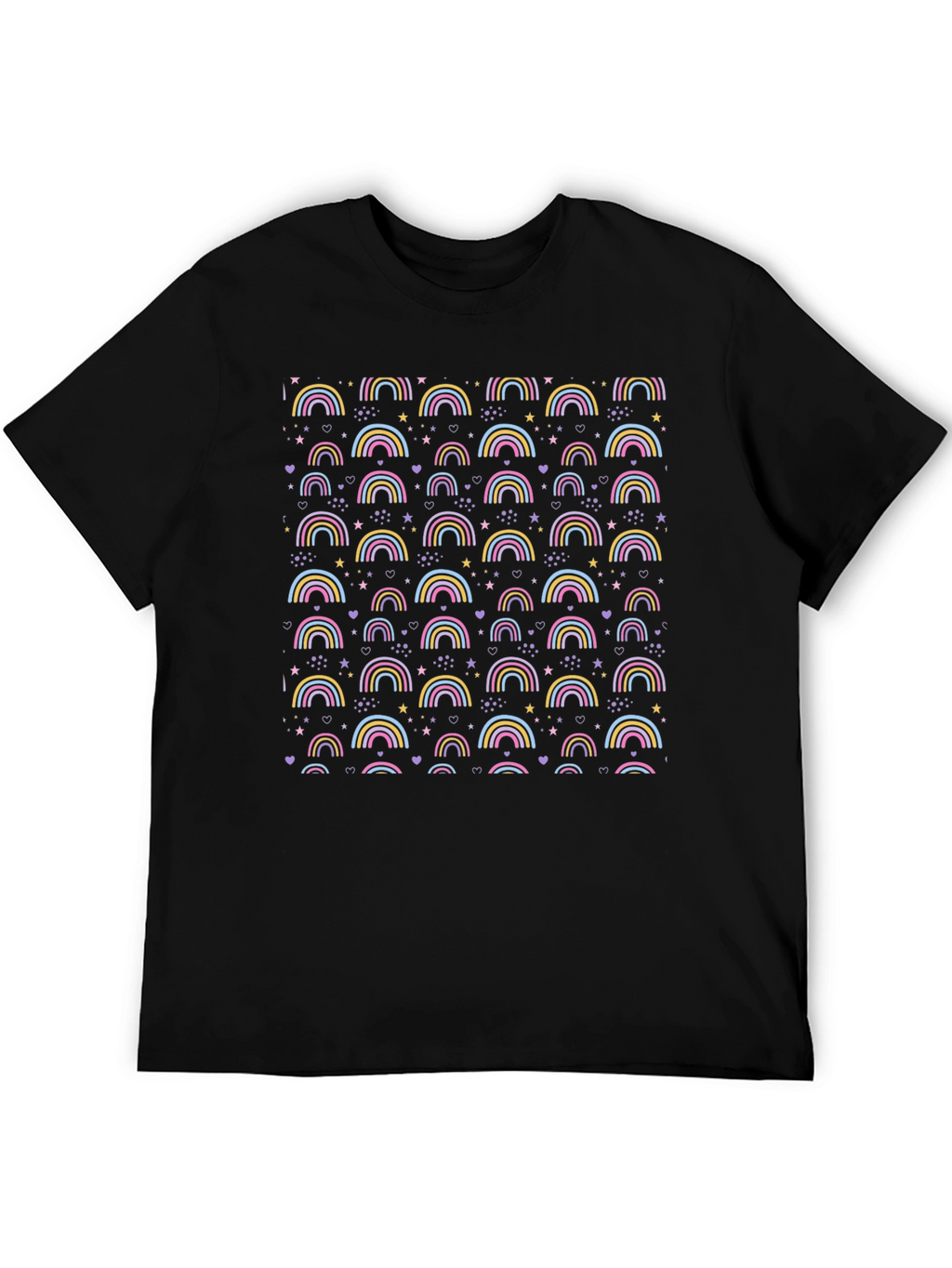 Rainbow Patterned Mens Black T-Shirt