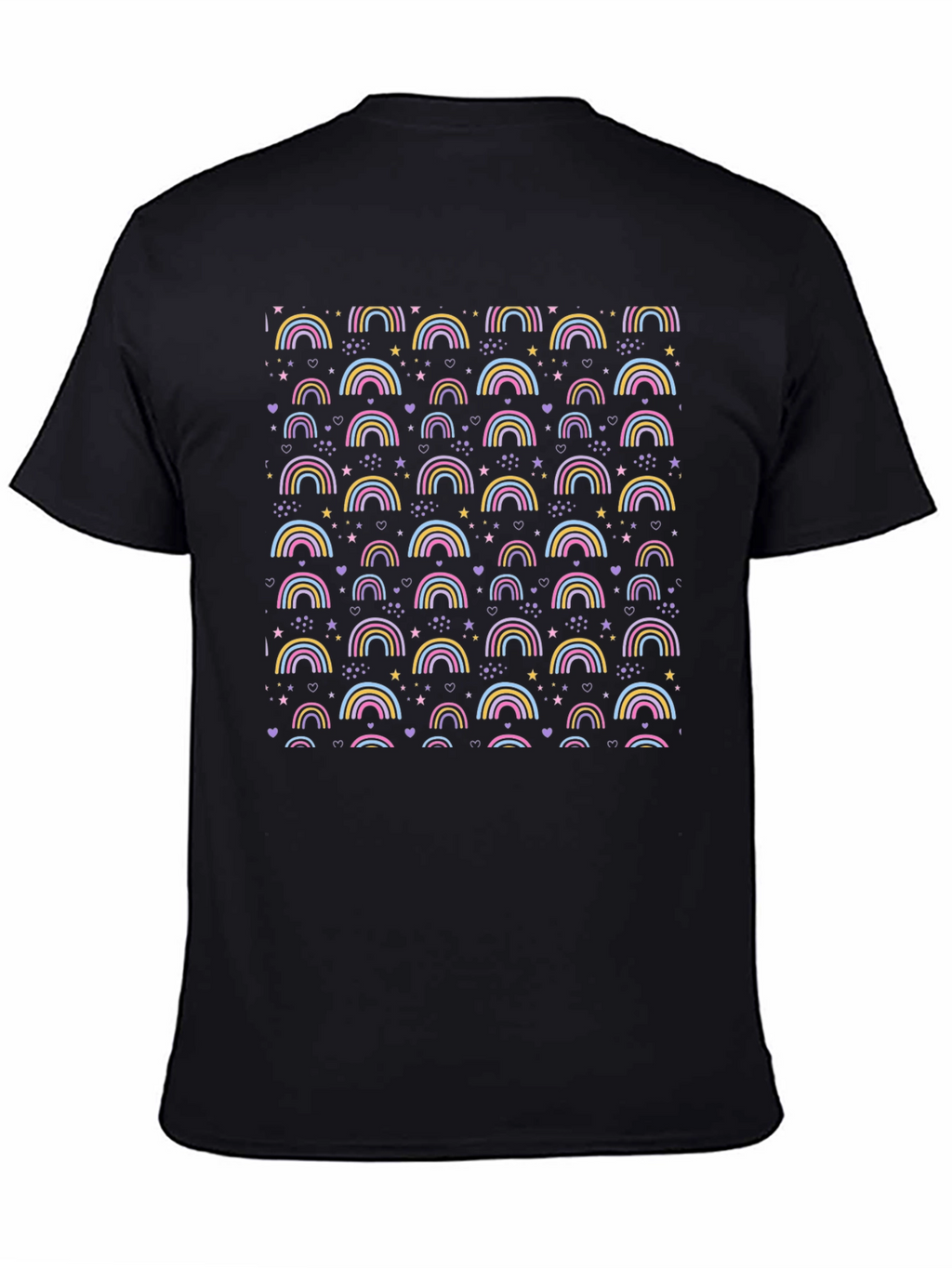 Rainbow Patterned Mens Black T-Shirt