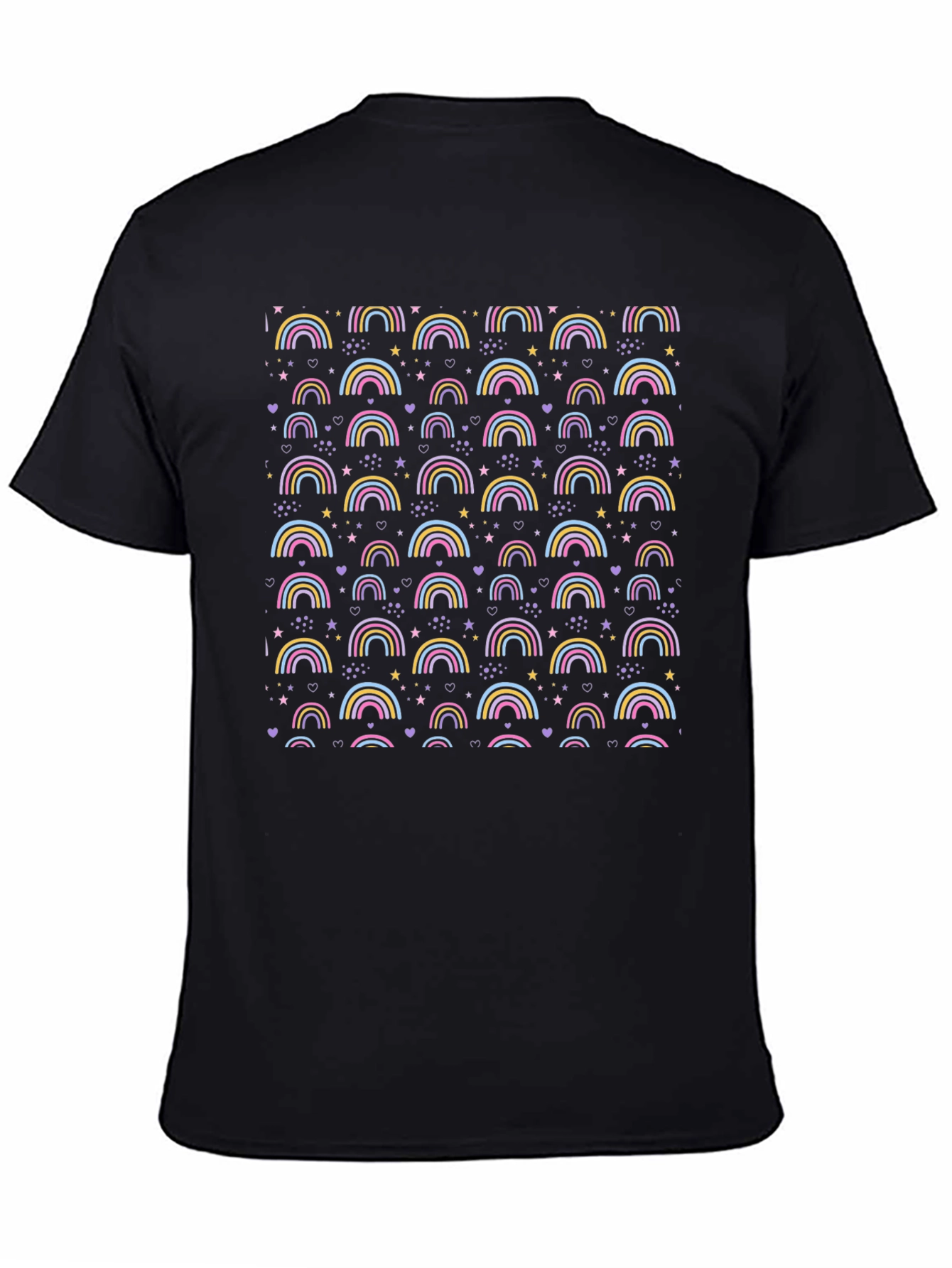 Rainbow Patterned Mens Black T-Shirt
