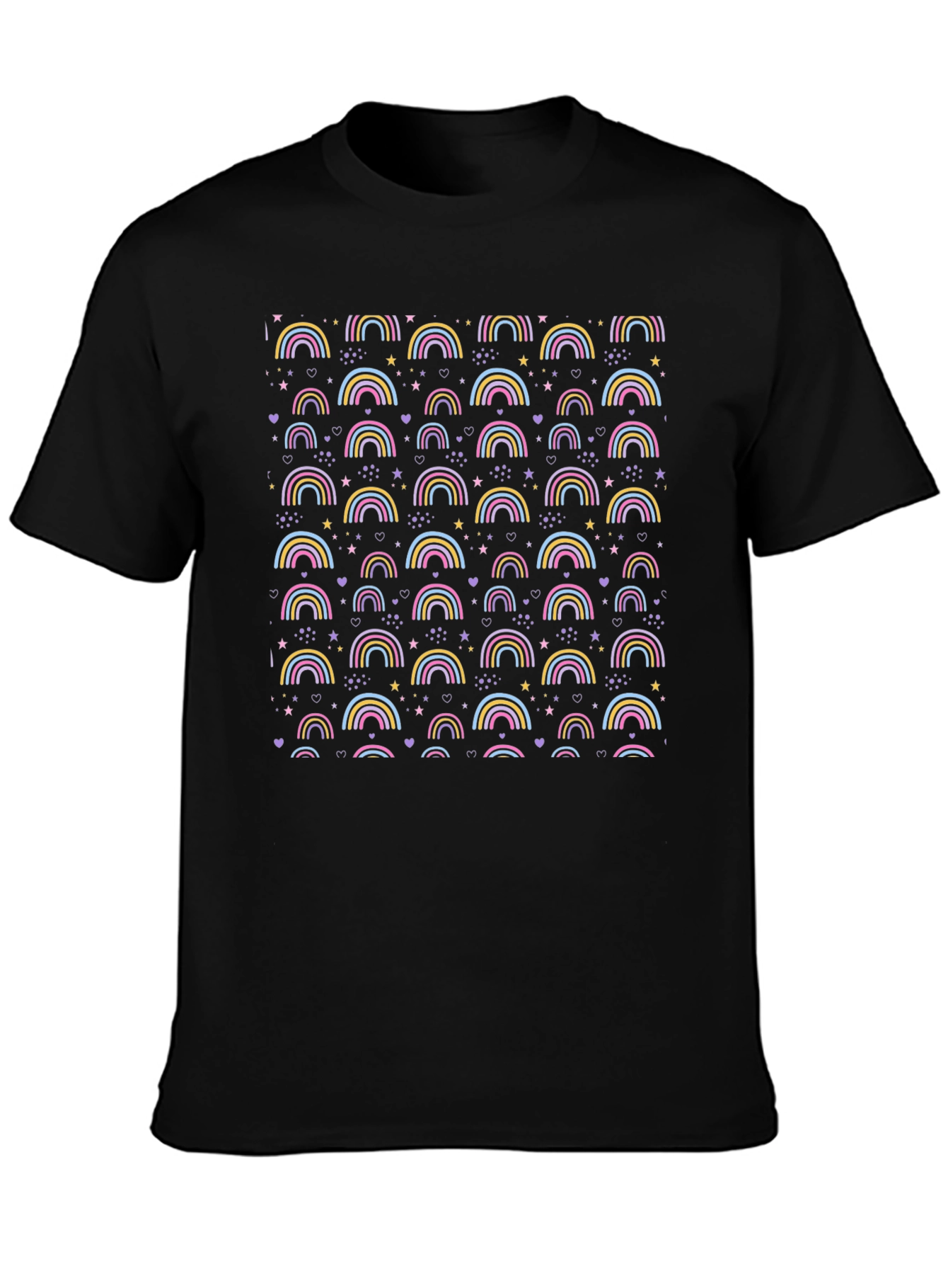 Rainbow Patterned Mens Black T-Shirt