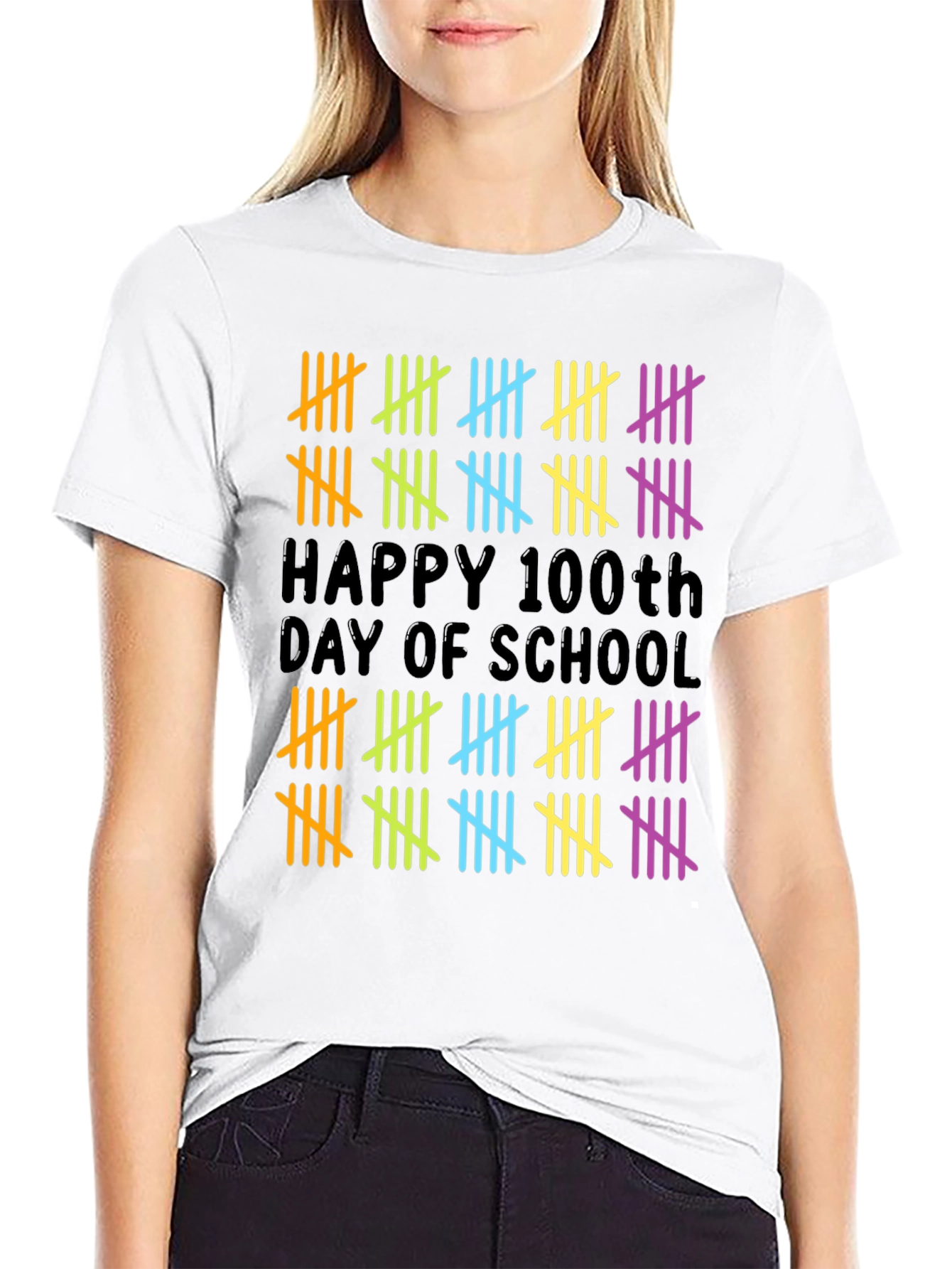 Happy 100th Day of School Tally Marks Teacher Shirt