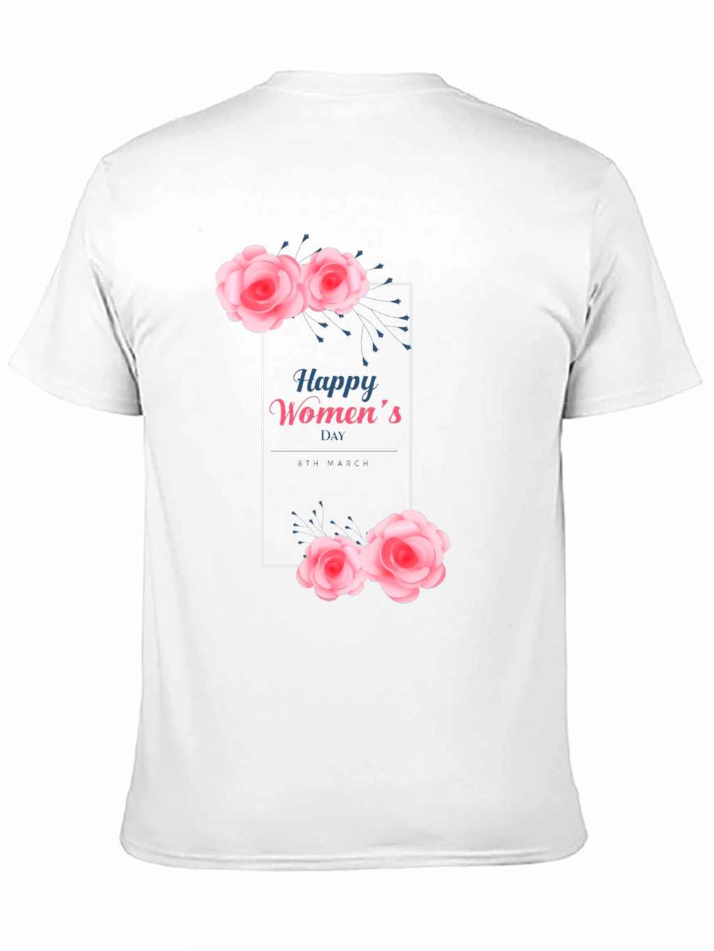 Happy Womens Day Floral Graphic Tee - Black