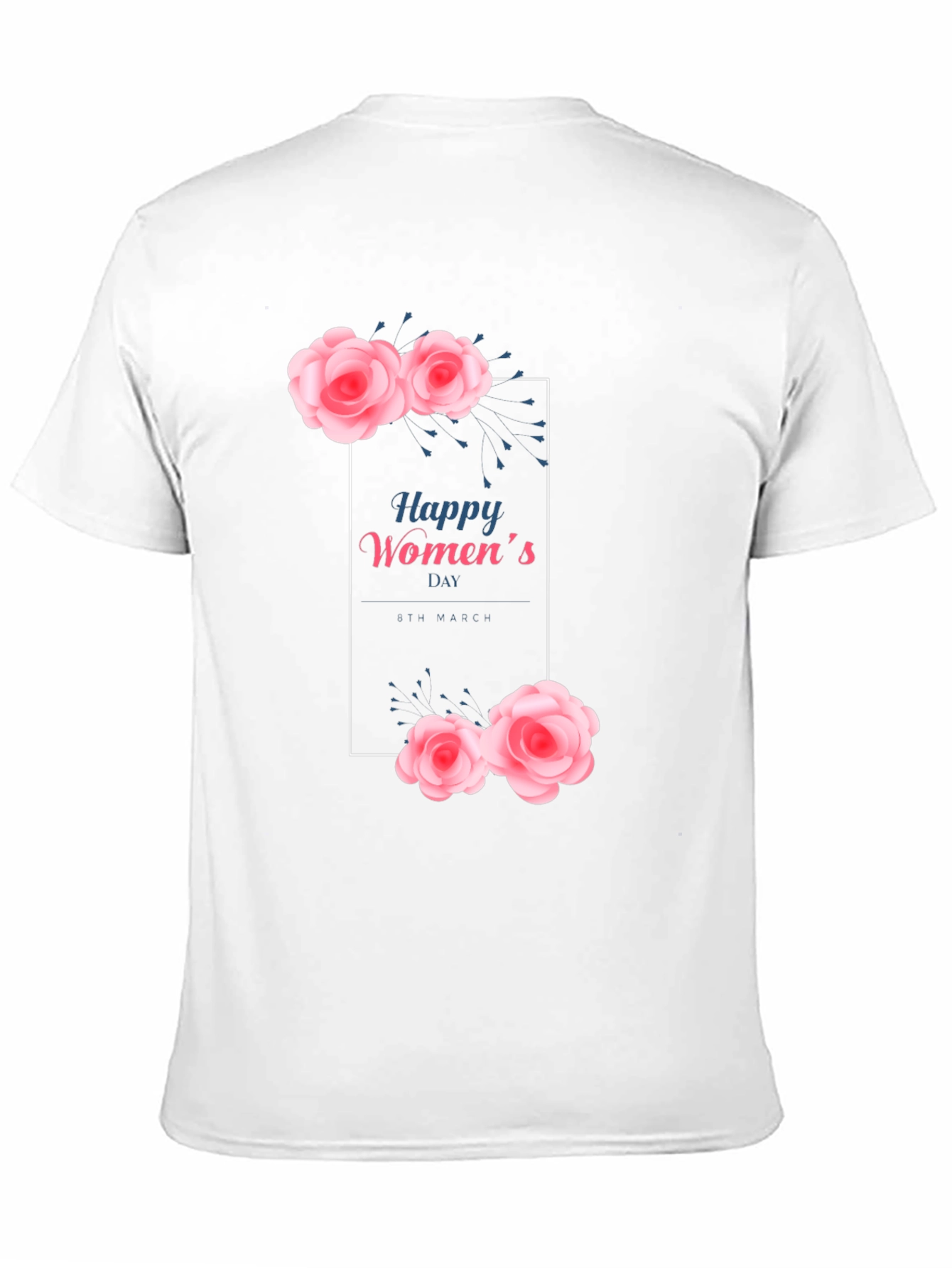 Happy Womens Day Floral Graphic Tee - Black