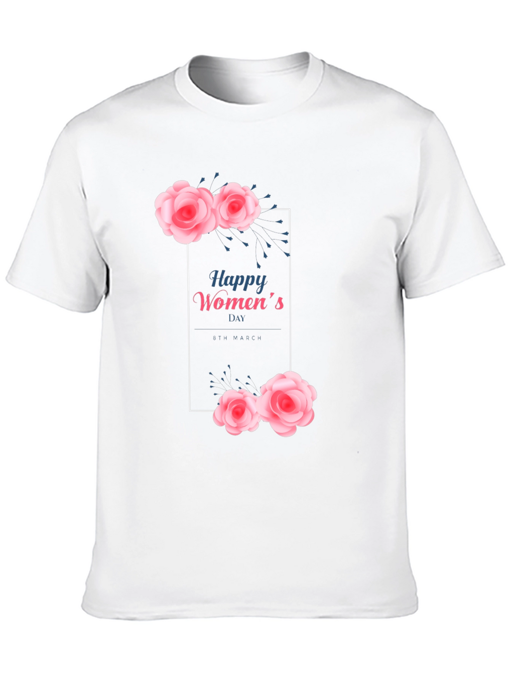 Happy Womens Day Floral Graphic Tee - Black