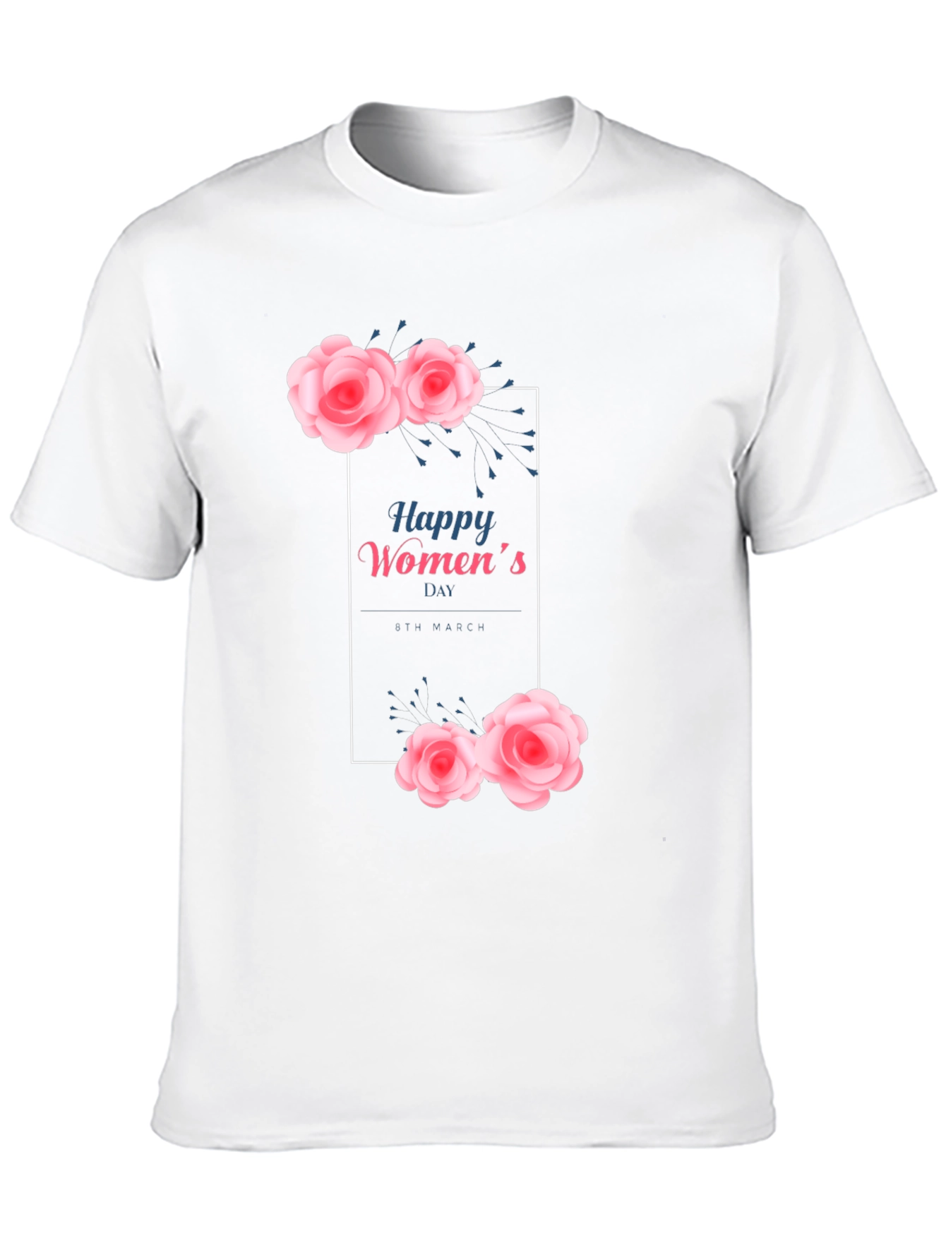 Happy Womens Day Floral Graphic Tee - Black