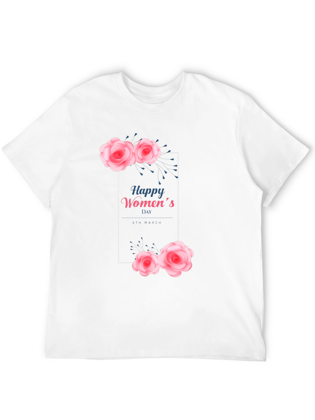 Happy Womens Day Floral Graphic Tee - Black