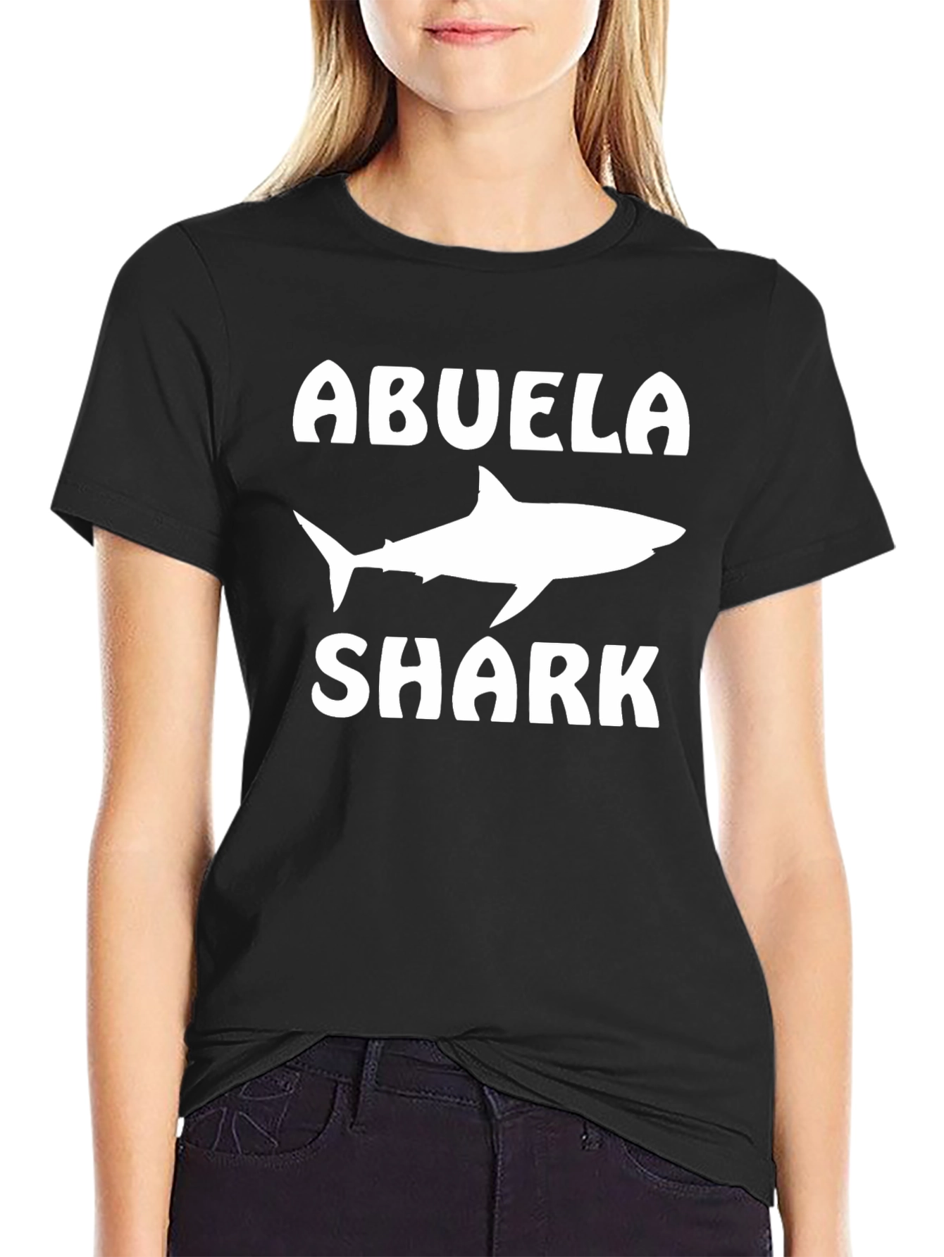 Abuela Shark Black T-Shirt - Family Fun!