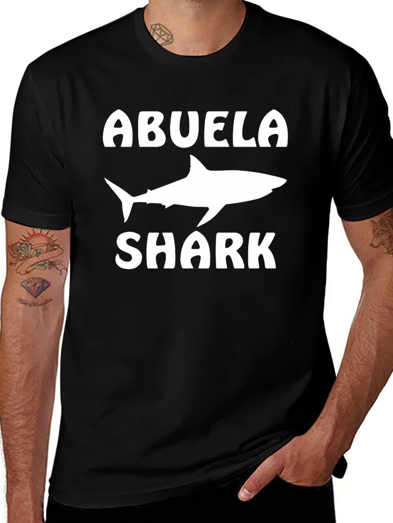 Abuela Shark Black T-Shirt - Family Fun!