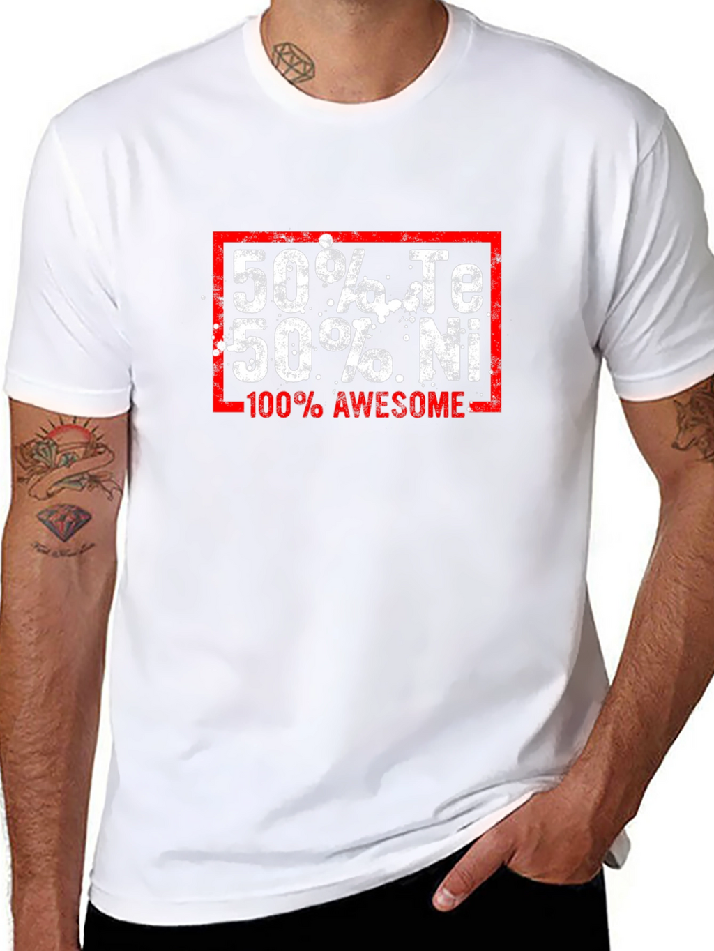 Funny Chemistry T-Shirt: 50% Te 50% Ni 100% Awesome
