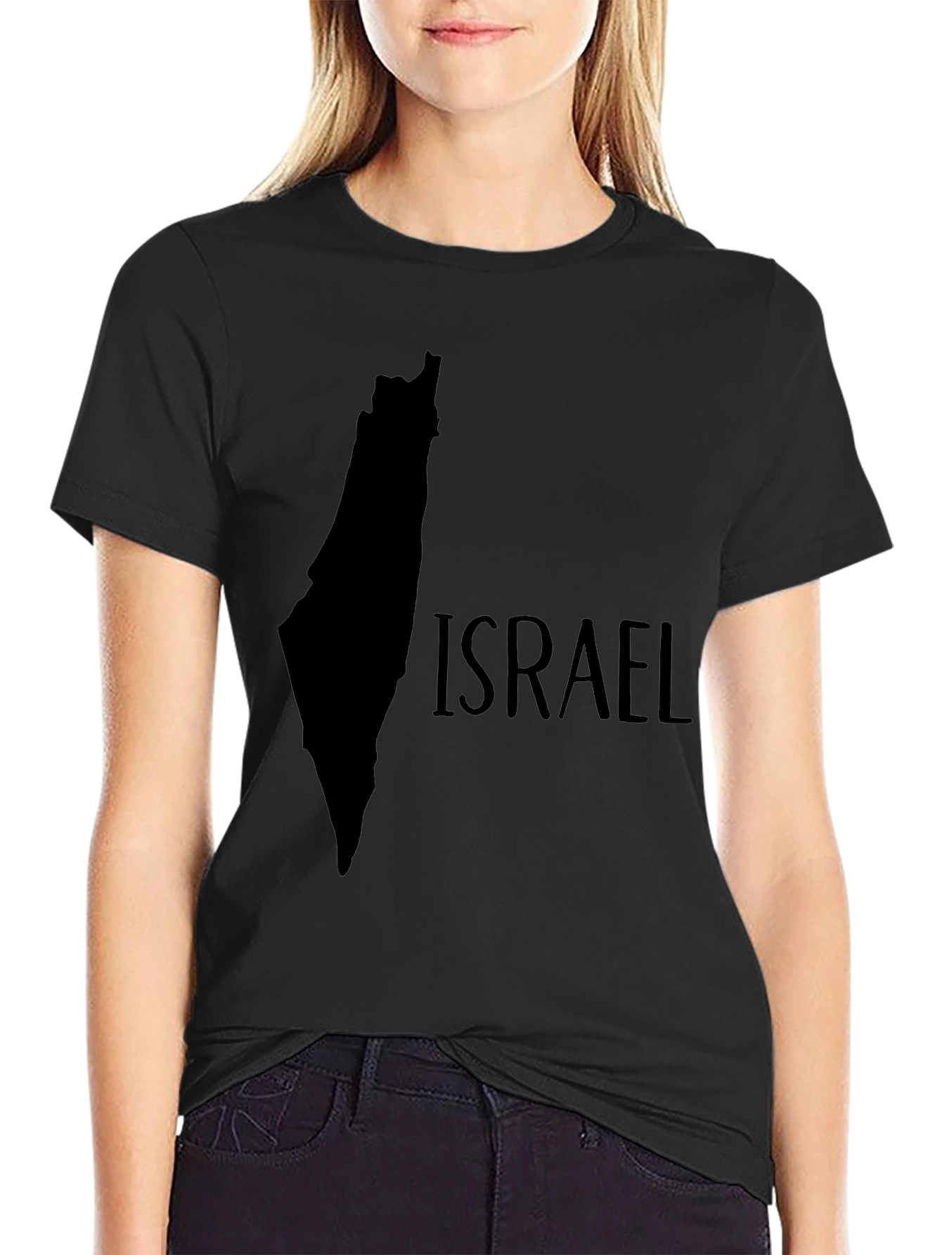 Israel Map Graphic Black T-Shirt