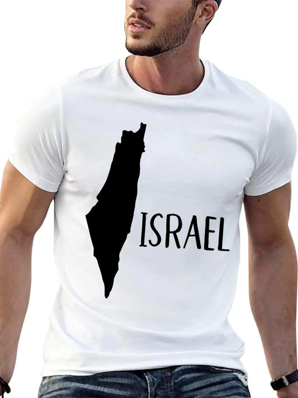 Israel Map Graphic Black T-Shirt