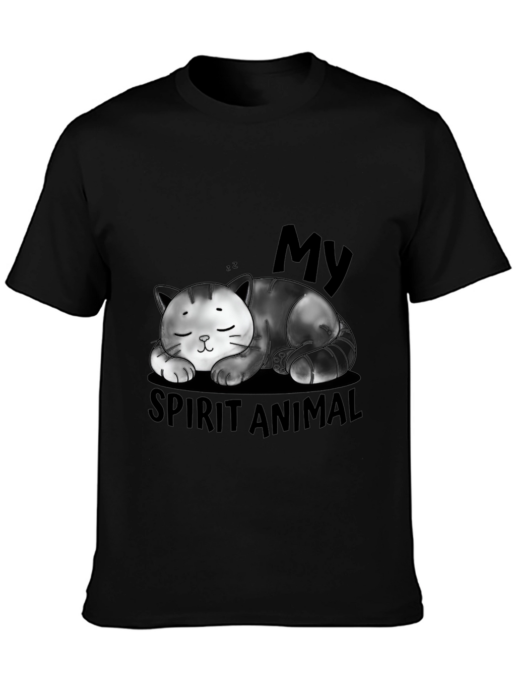 My Spirit Animal Cat Black Graphic T-Shirt