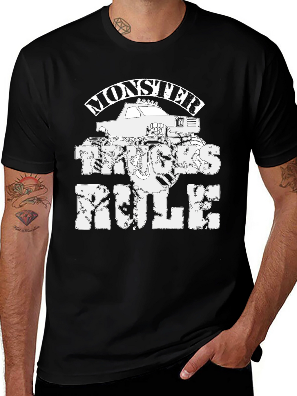 Monster Trucks Rule Black Graphic Tee