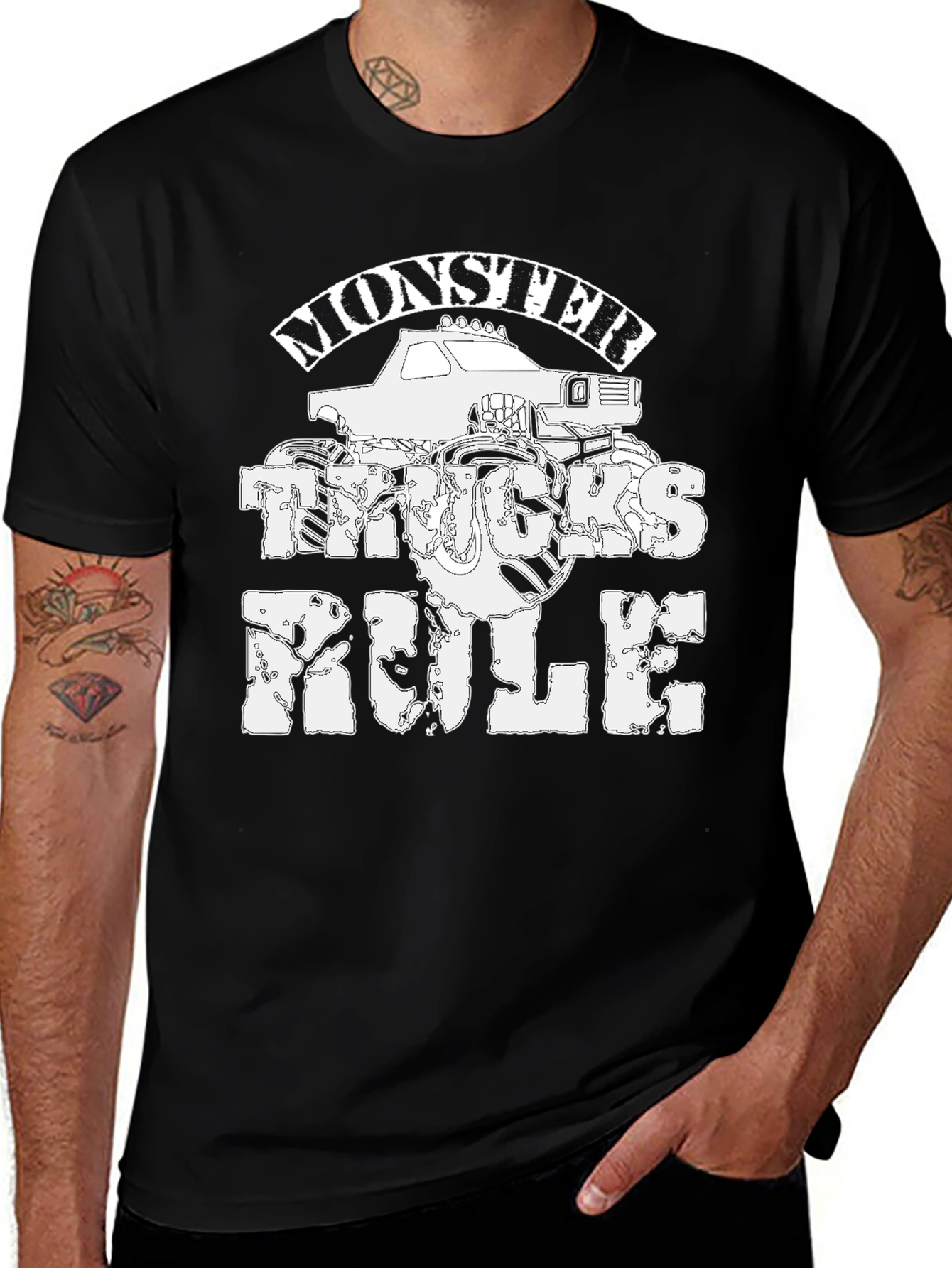 Monster Trucks Rule Black Graphic Tee