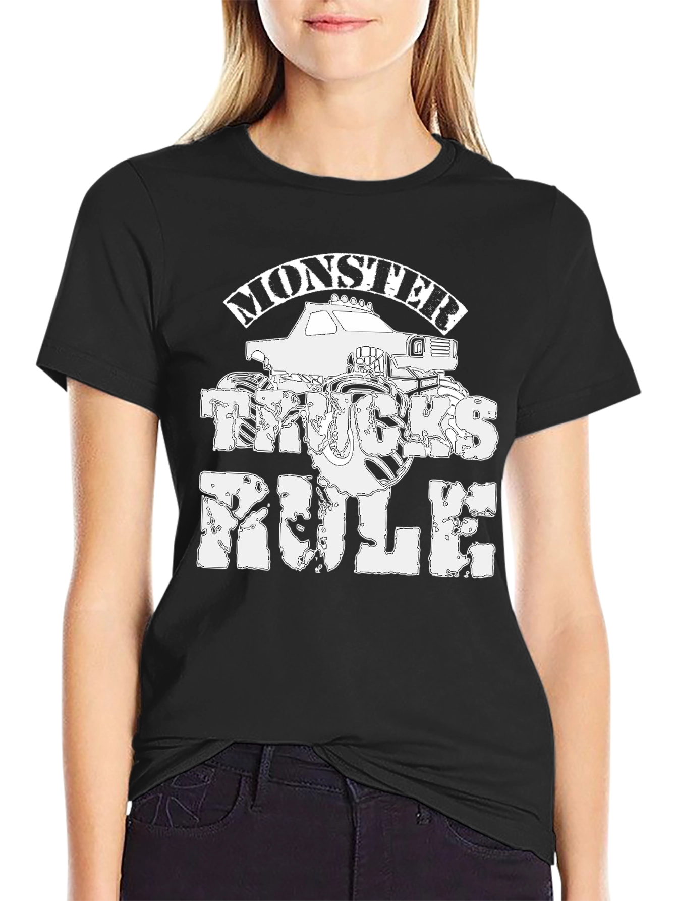 Monster Trucks Rule Black Graphic Tee