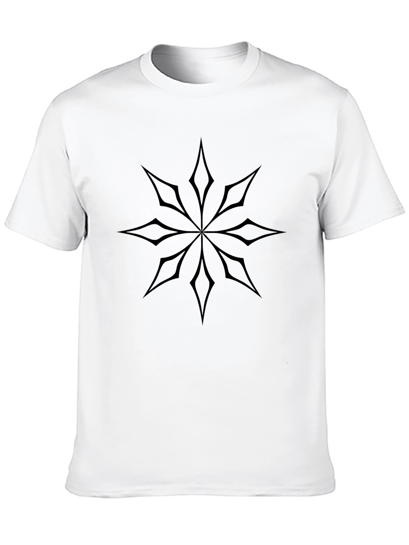 Elegant Geometric Star Design Black T-Shirt