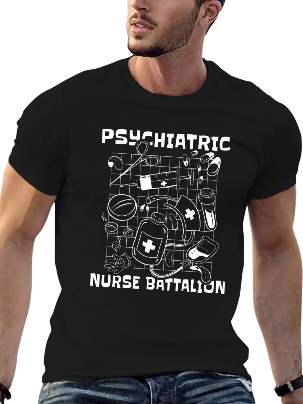 Psychiatric Nurse Battalion Graphic T-Shirt