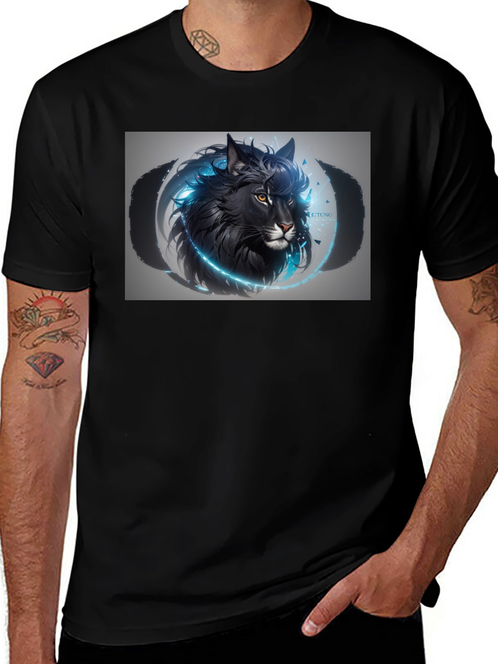 Black Wolf Graphic T-Shirt - Mens Premium Tee
