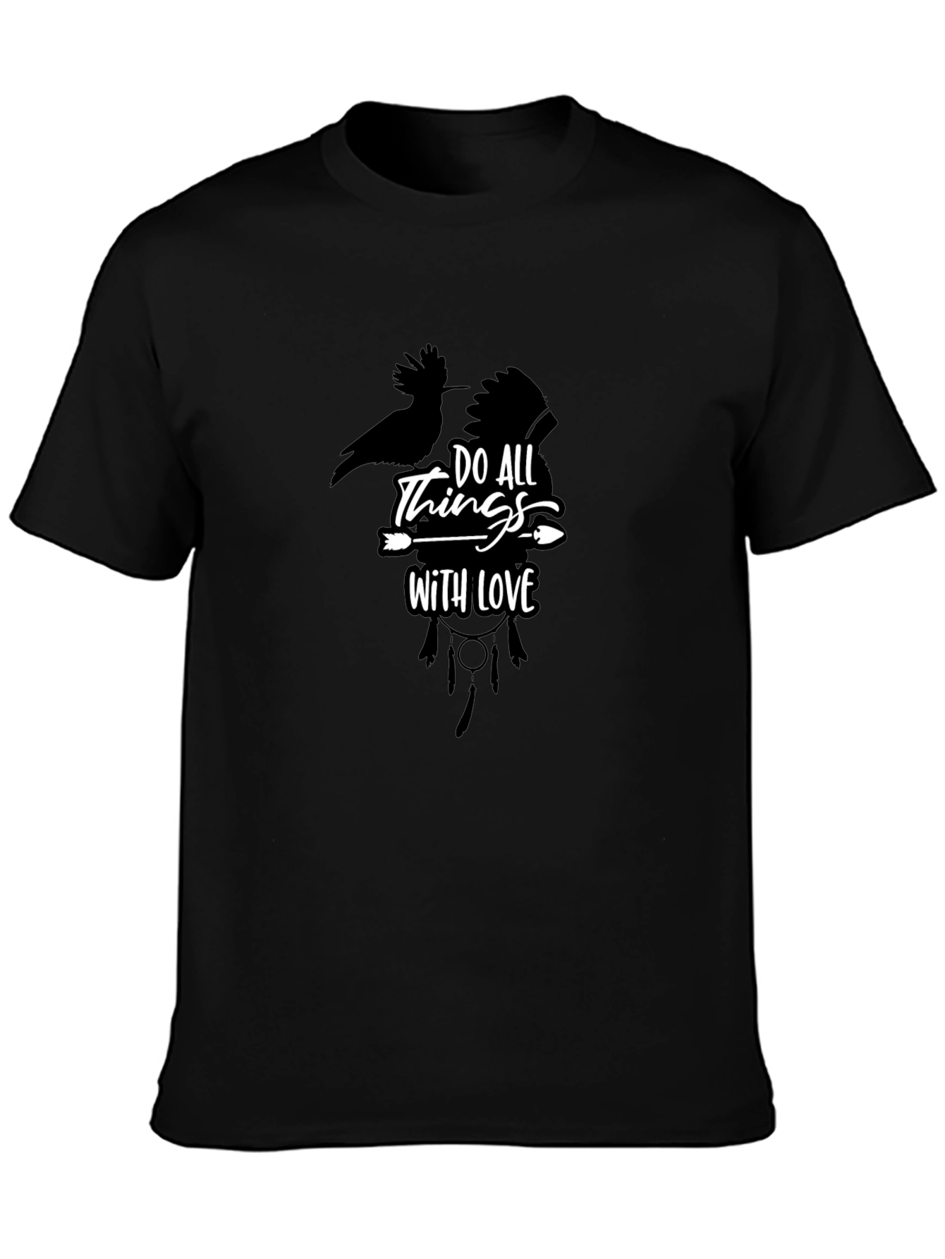 Mens Black Tee - Do All Things With Love Graphic