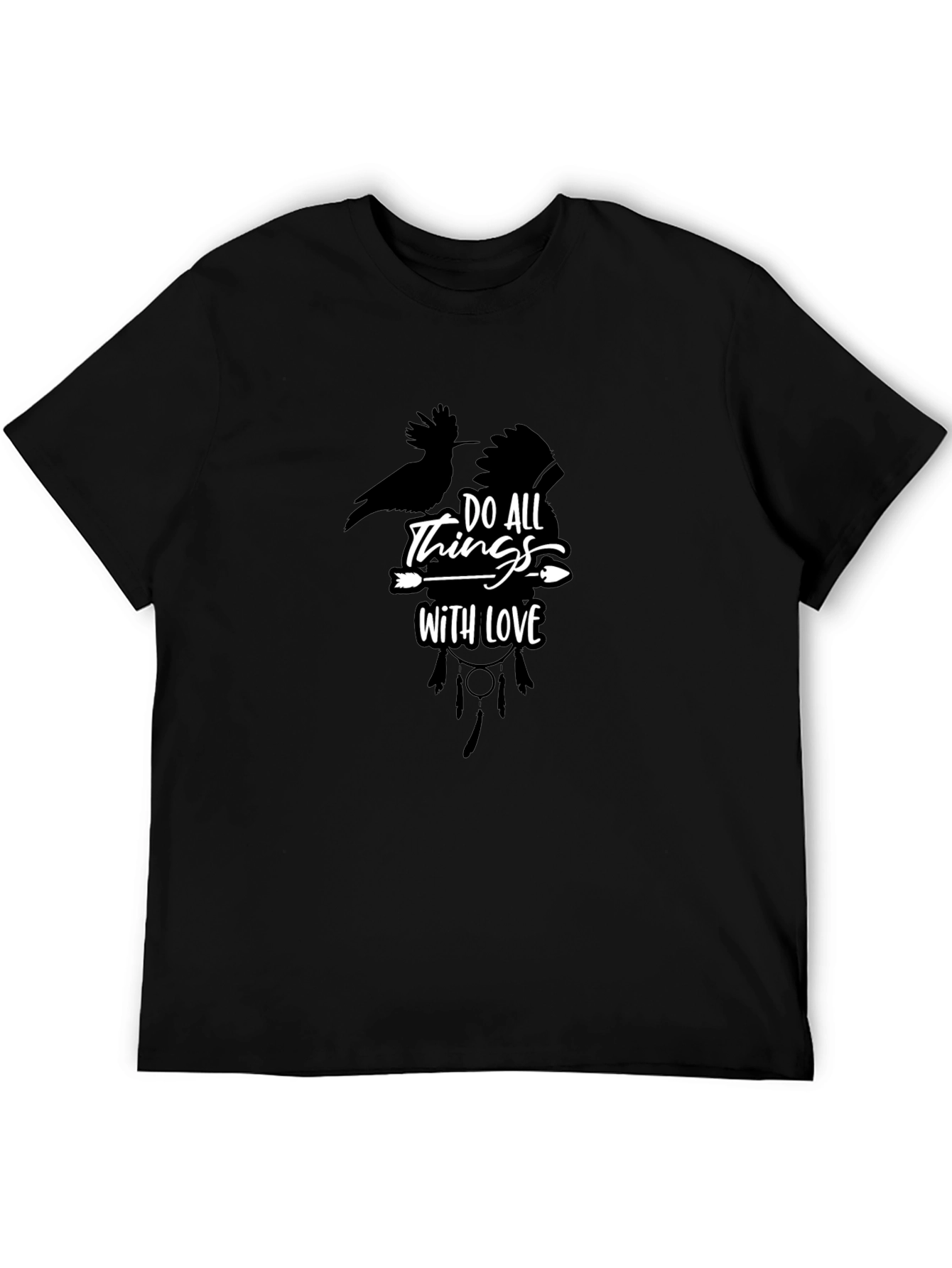 Mens Black Tee - Do All Things With Love Graphic